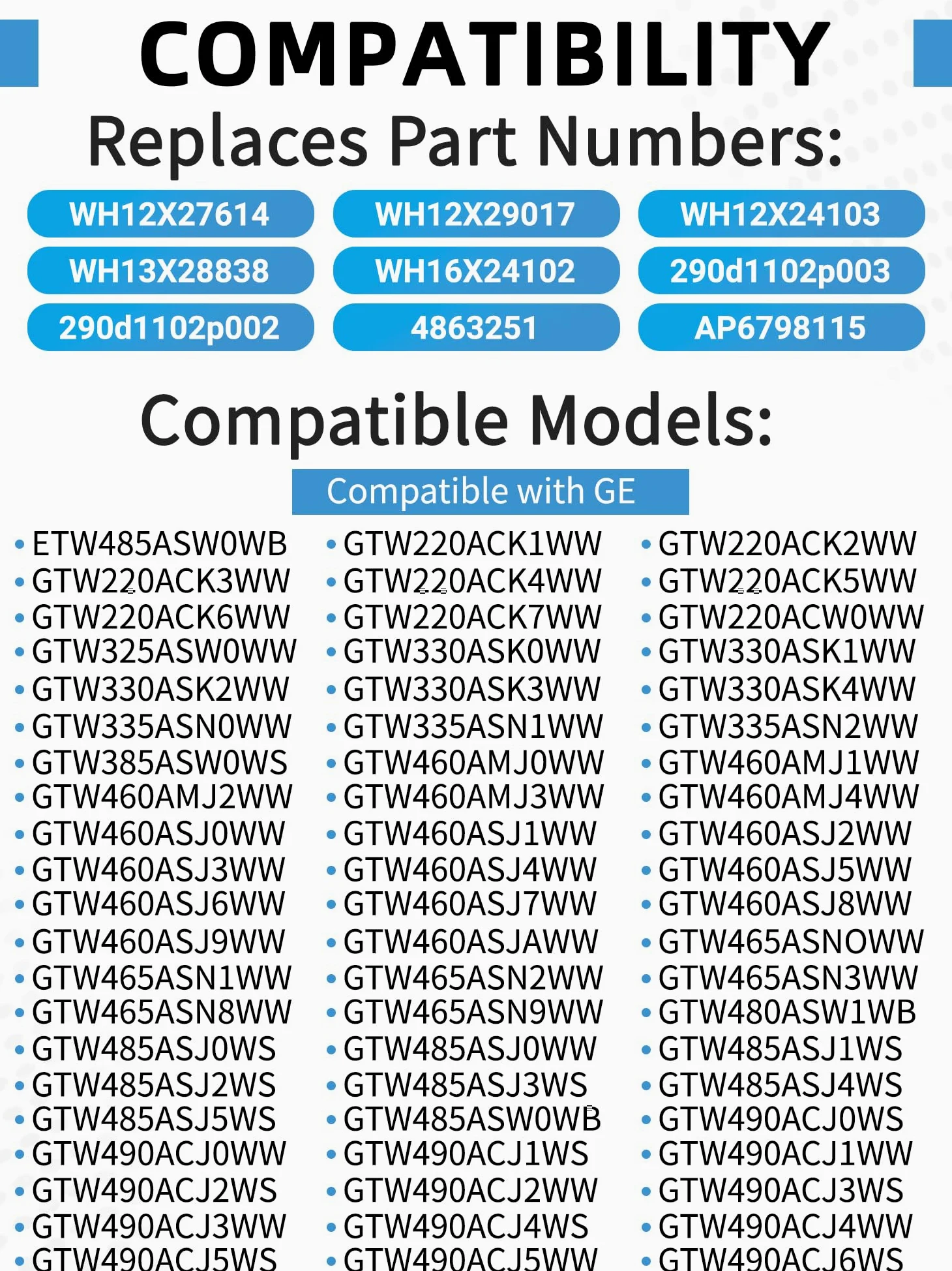 WH12X27614 - Kit de condensador y soporte de arranque de arandela compatible con GE Hotpoint reemplaza WH12X24103 WH12X29017 WH13X28838 WH16X24102 4863251 AP6798115 PD00045372