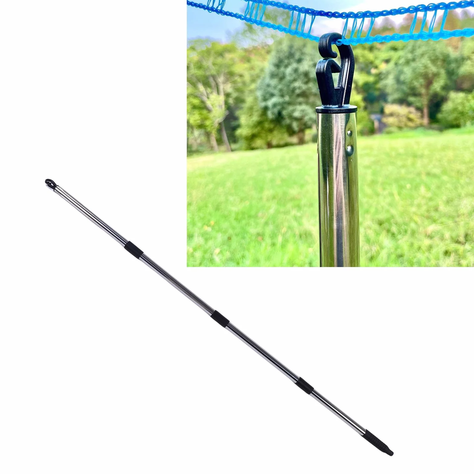 Soporte para Tendedero Telescópico para Exteriores, Poste de Alcance para Percha de Armario Ajustable de Acero Inoxidable de 75 a 250 Cm, Poste de Soporte para Tendedero