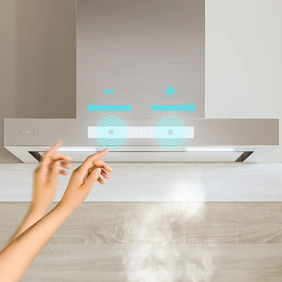 Cecotec Campana Extractora 60cm Tipo T Bolero Flux Tt 608000 Slim Glass White A++. Acabado Acero Inox Succión 800M3/H, Bajo Consumo, Display Táctil, Filtro Carbono, Hand Movement Control