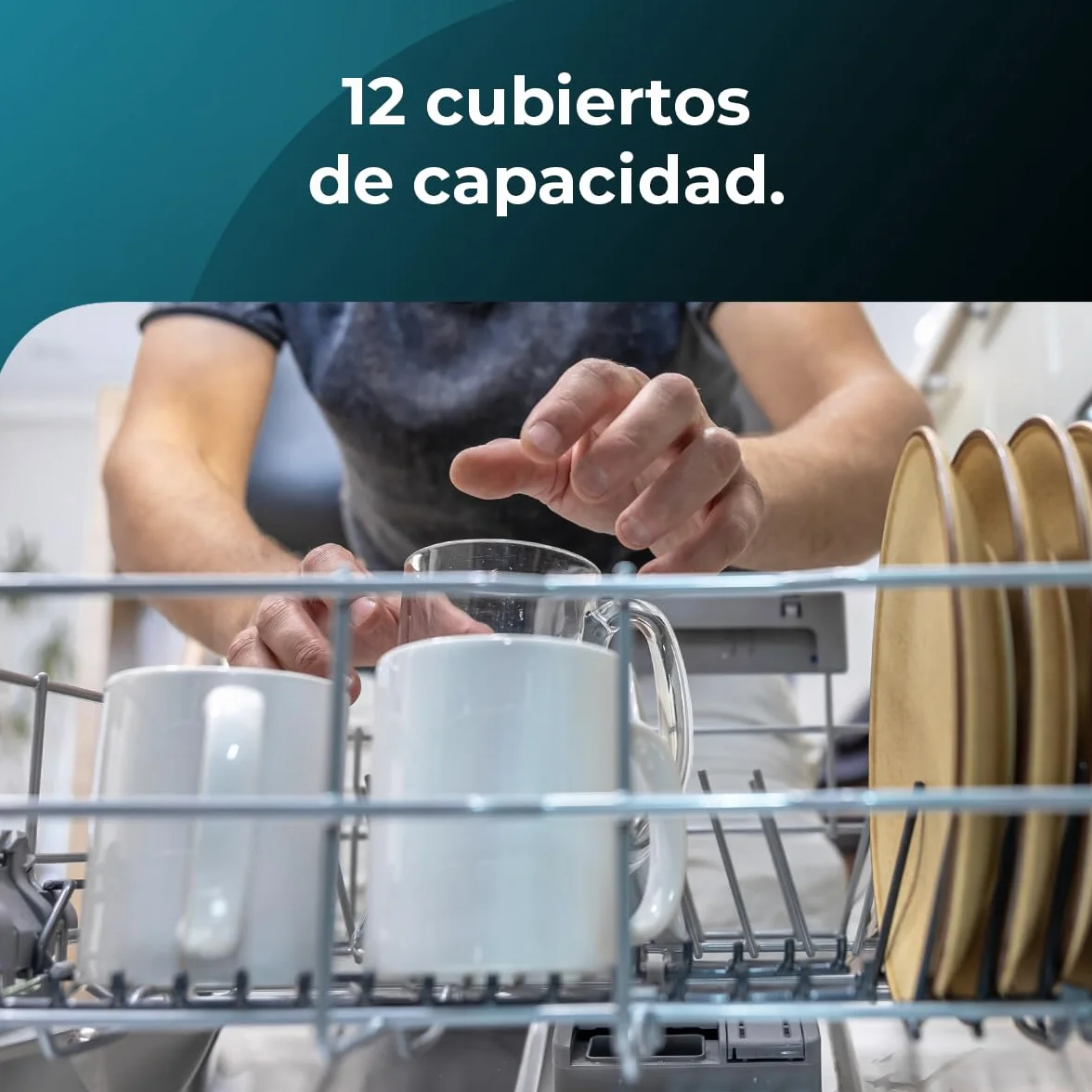 Cecotec Lavavajillas Integrable 60cm Bolero Aguazero 6110 Full-BI. 1850W, 12 Cubiertos y 7 Programas, Función Media Carga, Programa 3 en 1, Delay Start, Dry+ y ChildLock, Cesta para Cubiertos
