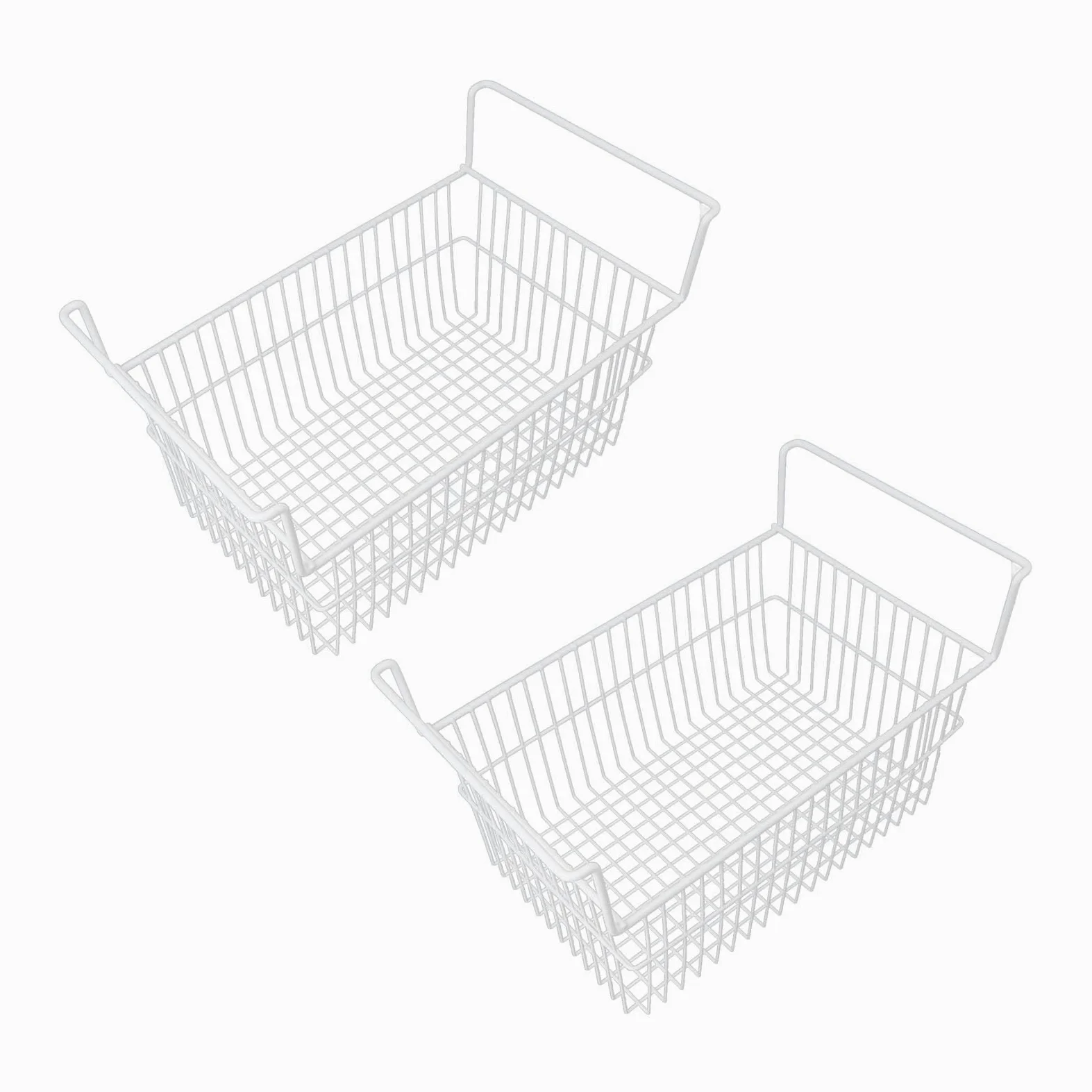 Cesta De Almacenamiento De Alambre para Congelador De Gran Capacidad con Asa para Gabinete De Baño, 2 uds. De Contenedores Organizadores De Alambre De Acero (#1)