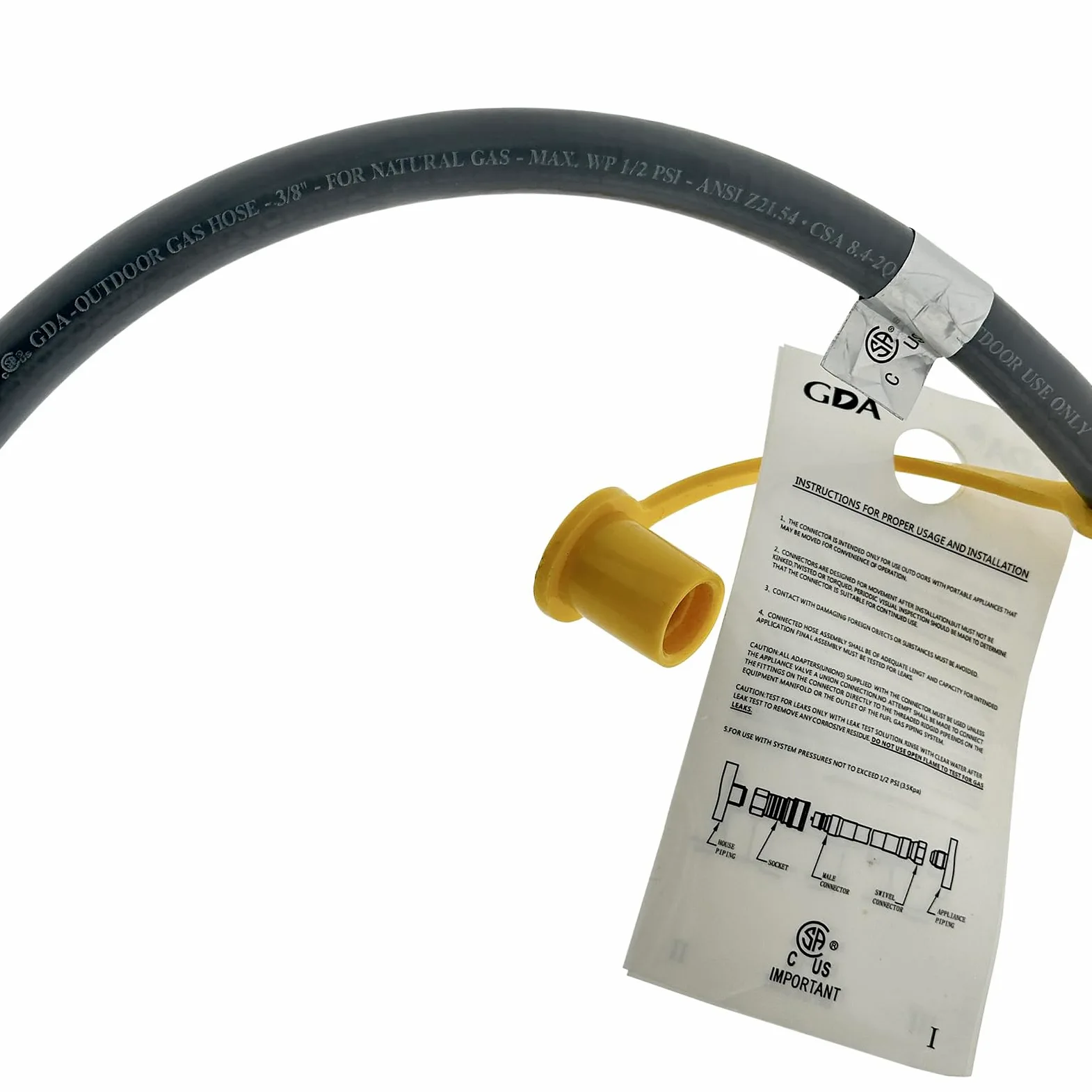 Manguera de gas natural de 3/8 pulgadas de diámetro interior con conexión rápida, línea de gas natural para parrilla, horno de pizza, calentador y más aparatos de baja presión, certificado CSA