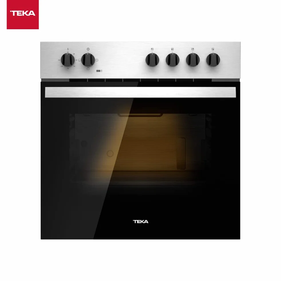 Teka HBE 435 ME - Horno Polivalente Convencional de 60 cm, 3 Funciones de Cocinado, Puerta 2 Cristales, Bandeja Profunda Esmaltada, Color Acero Inoxidable