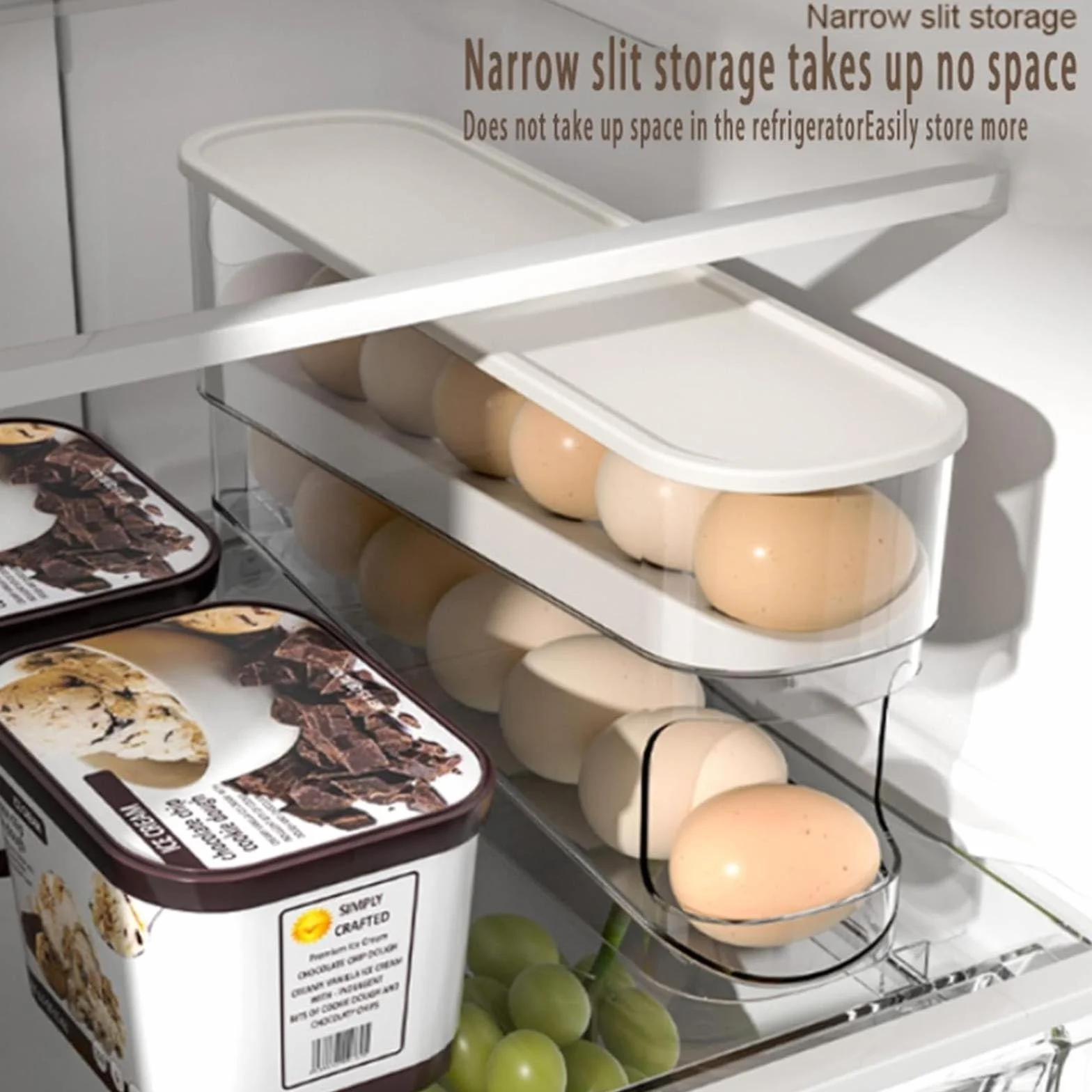 Rejilla for huevos con ruedas automáticas, refrigerador, caja de almacenamiento for, dispensador que ahorra espacio, compatible, rejilla for for cocina, gabinete encimera(2pcs)