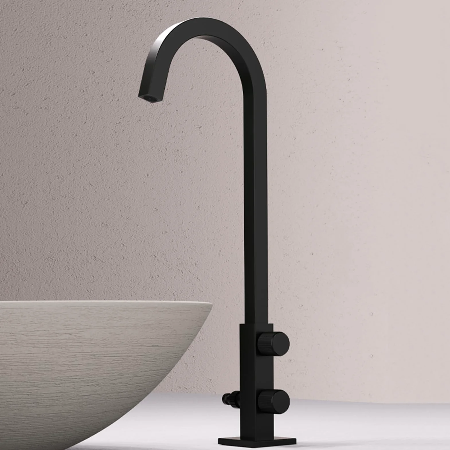 Grifo Fregadero Exterior Solo Agua Fria Alto 37cm Grifo Lavadora Doble Salida 1/2 Grifos De Lavabo Solo Agua Fría,Negro