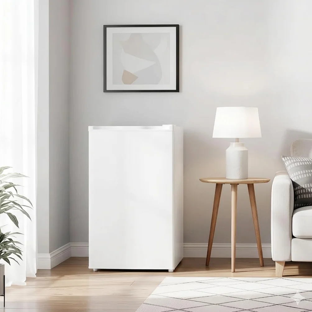 Mini Frigorífico 91L, Frigorífico pequeño una puerta, termostato ajustable, bajo ruido, blanco