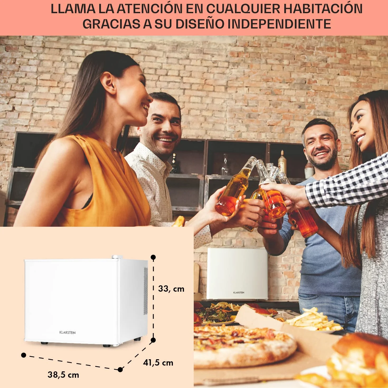 KLARSTEIN Nevera Pequeña Portatil Eléctrica, Mini Nevera Silenciosa, Caravana, Frigorificos Pequeños 3 Niveles Frío, Minibar 0-15°C, 17 l.
