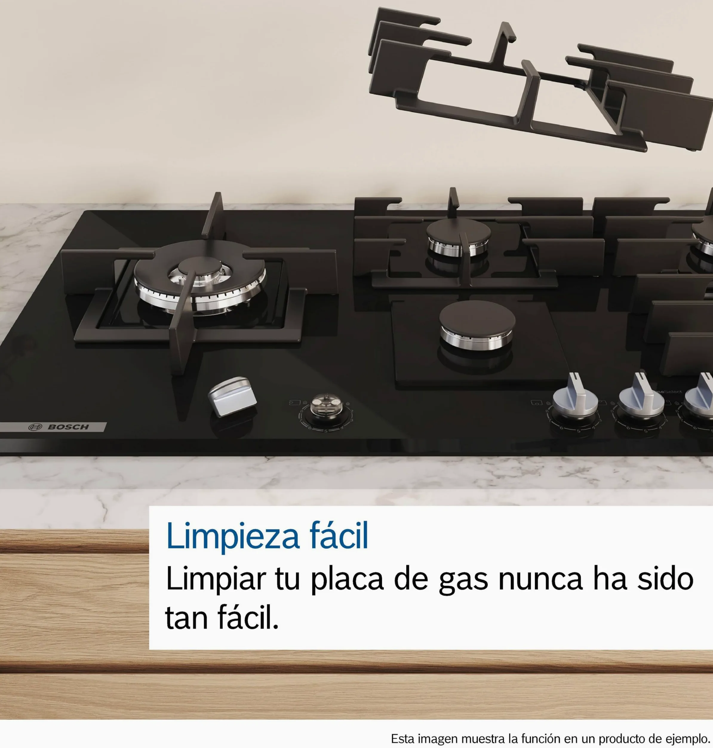 Bosch, Placa de Gas, Serie 4, 4 Zonas, Seguridad GasStop, blanco, PGH6B5K90 | Cocina tradicional con la tranquilidad del sistema GasStop que corta el gas si no hay llama.