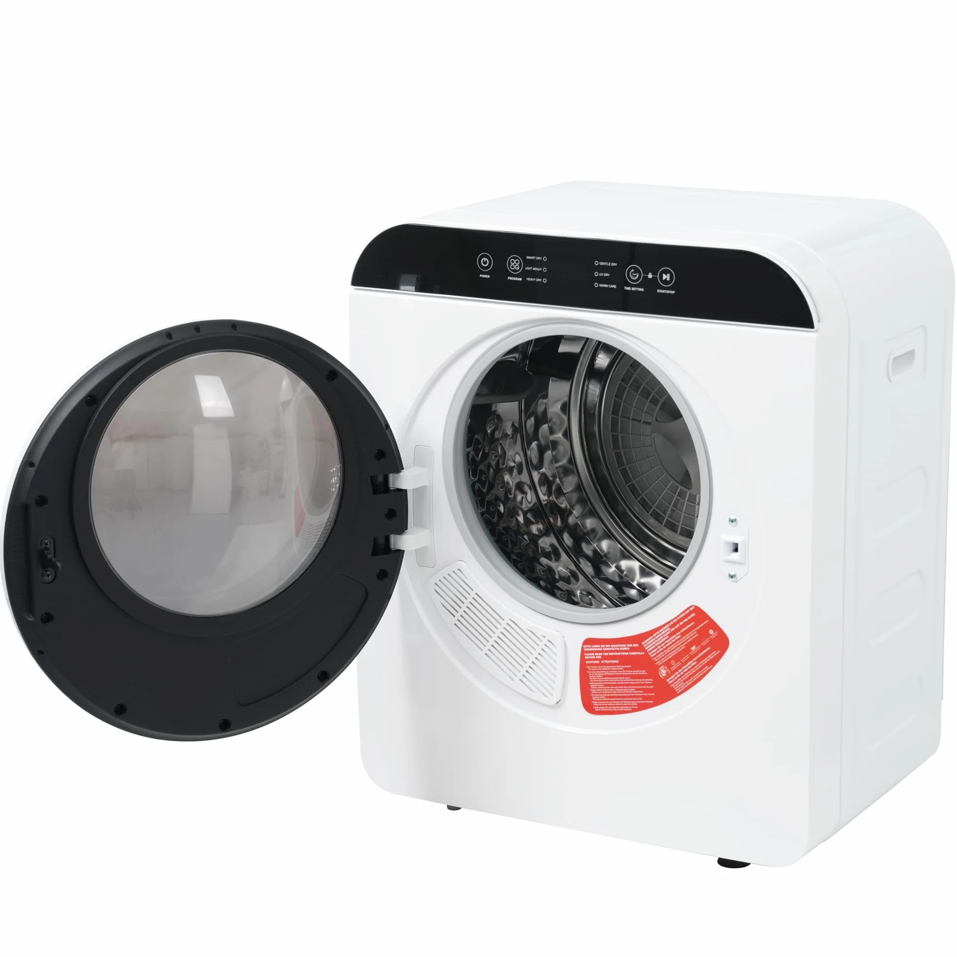 Secadora de Evacuación 4,5 kg con 6 Programas, Carga Frontal Secadora de Ropa 830 W, Montable en la Pared Secadora de Ropa con Tambor Inox, para Piso, Casa, Mobil Home, 59x49x43,5 cm, Blanco