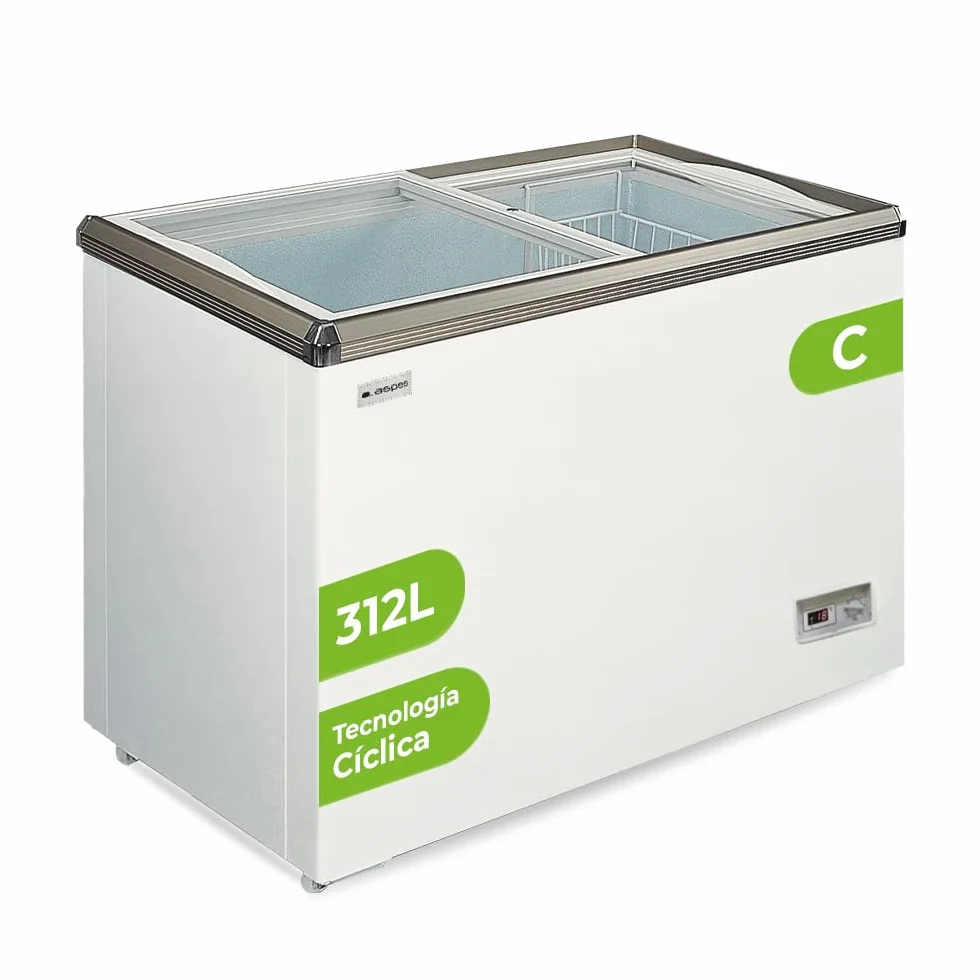 Aspes Congelador Horizontal Horeca Blanco ACHH3501DDCG. Capacidad 312 Litros, 1 Cesta, Bajo Nivel Sonoro, Eficiencia Energética Clase E