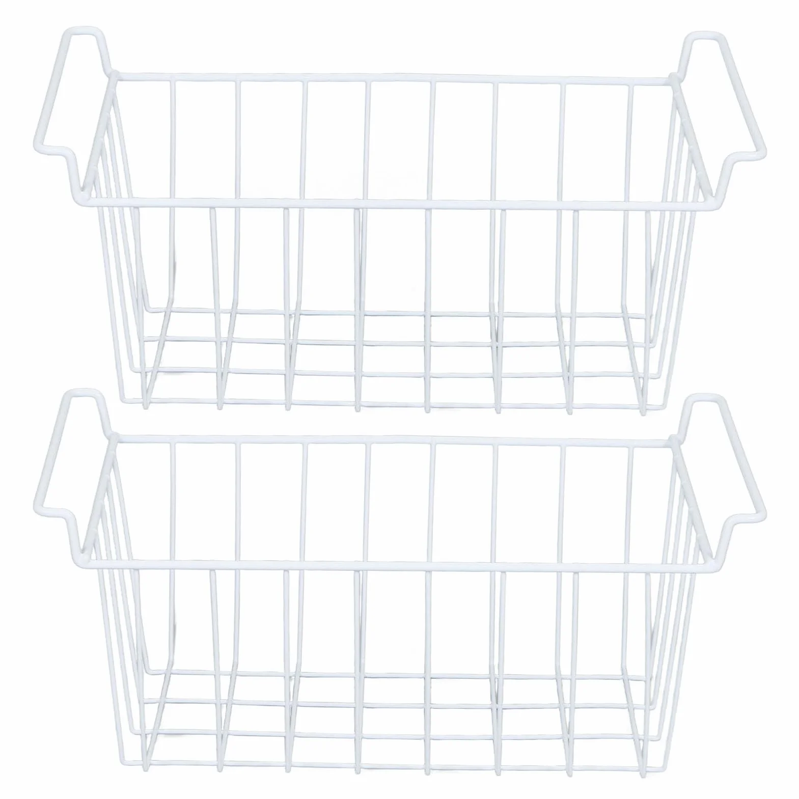 banapoy 2 Cestas de Almacenamiento de Alambre para Congelador, Estante de Metal Colgar Refrigerador, Organizador de Congelador con Asas, Organizaciónen el Pecho (L 45 cm X W 24,5 cm X H 20 cm)