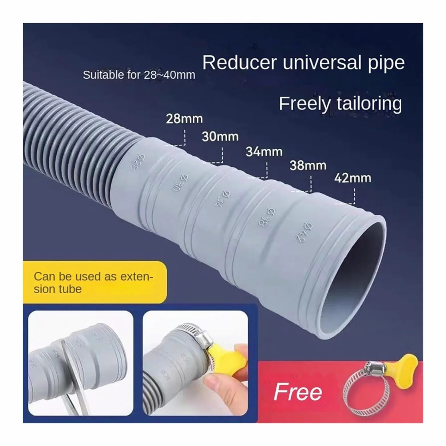 Manguera de drenaje flexible for lavadora, tubo grueso corrugado, gris(3m)