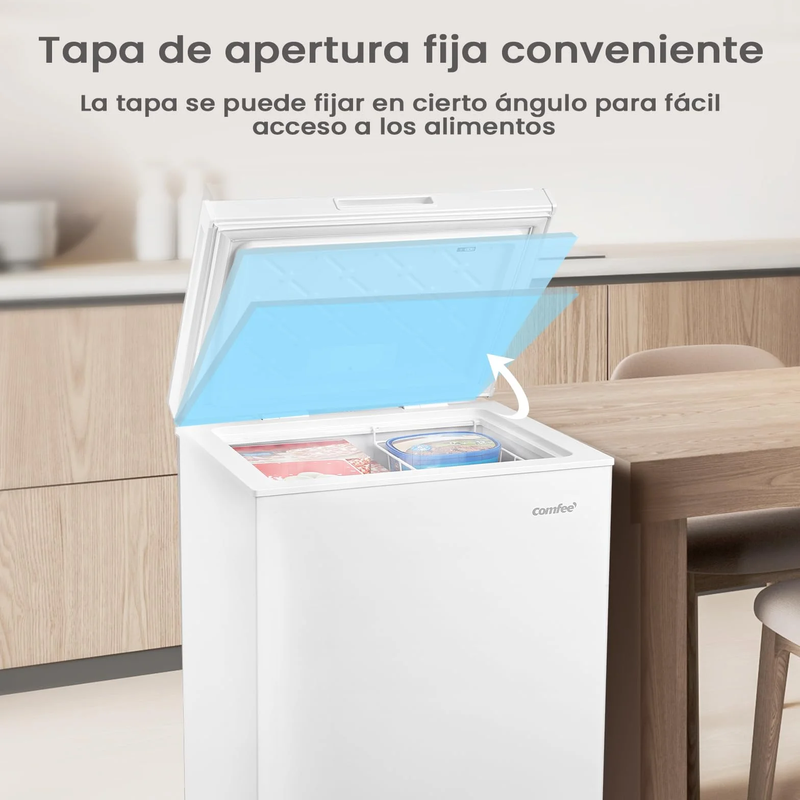 Comfee' Congelador Arcón Independiente 99L, Convertible a Congelador/Refrigerador, Inverter, 4 Estrellas, Blanco