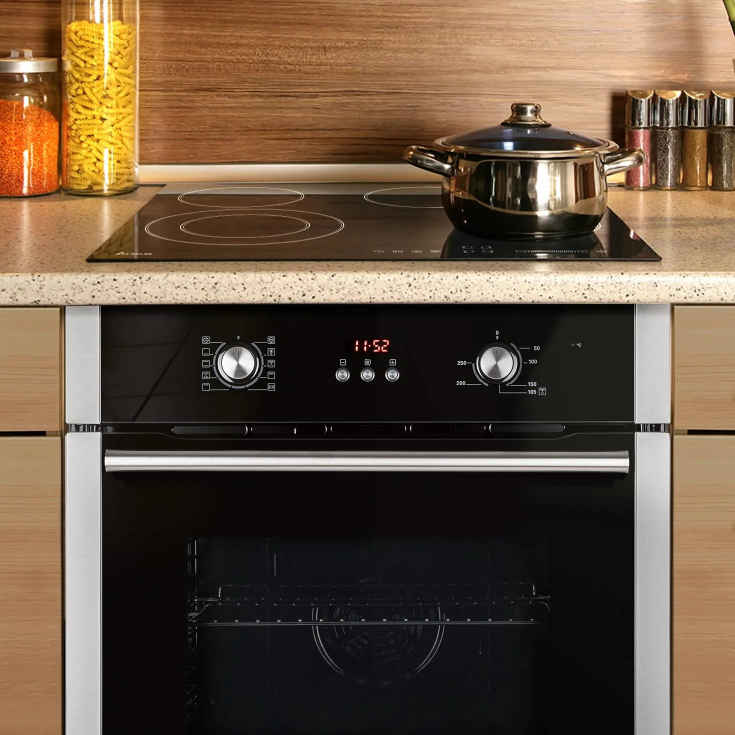 KKT KOLBE Juego de cocina | 60cm Horno electrico empotrable BO8805SS | 59cm Placa vitrocermica CH5901RL | Parrilla | Aire caliente | Temporizador automático | SET8805CH59RL