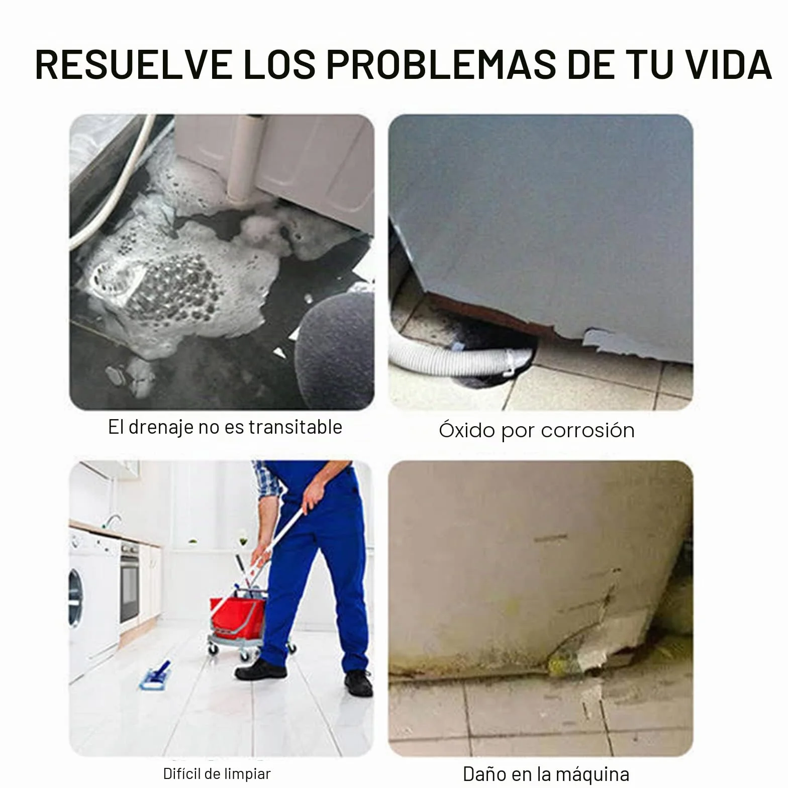 Base extraíble para lavadora, base ajustable de 41 a 64 cm, para secadora, frigorífico, alta resistencia, amortiguador y reducción de ruido [clase energética A+++] (4 patas y 4 ruedas)