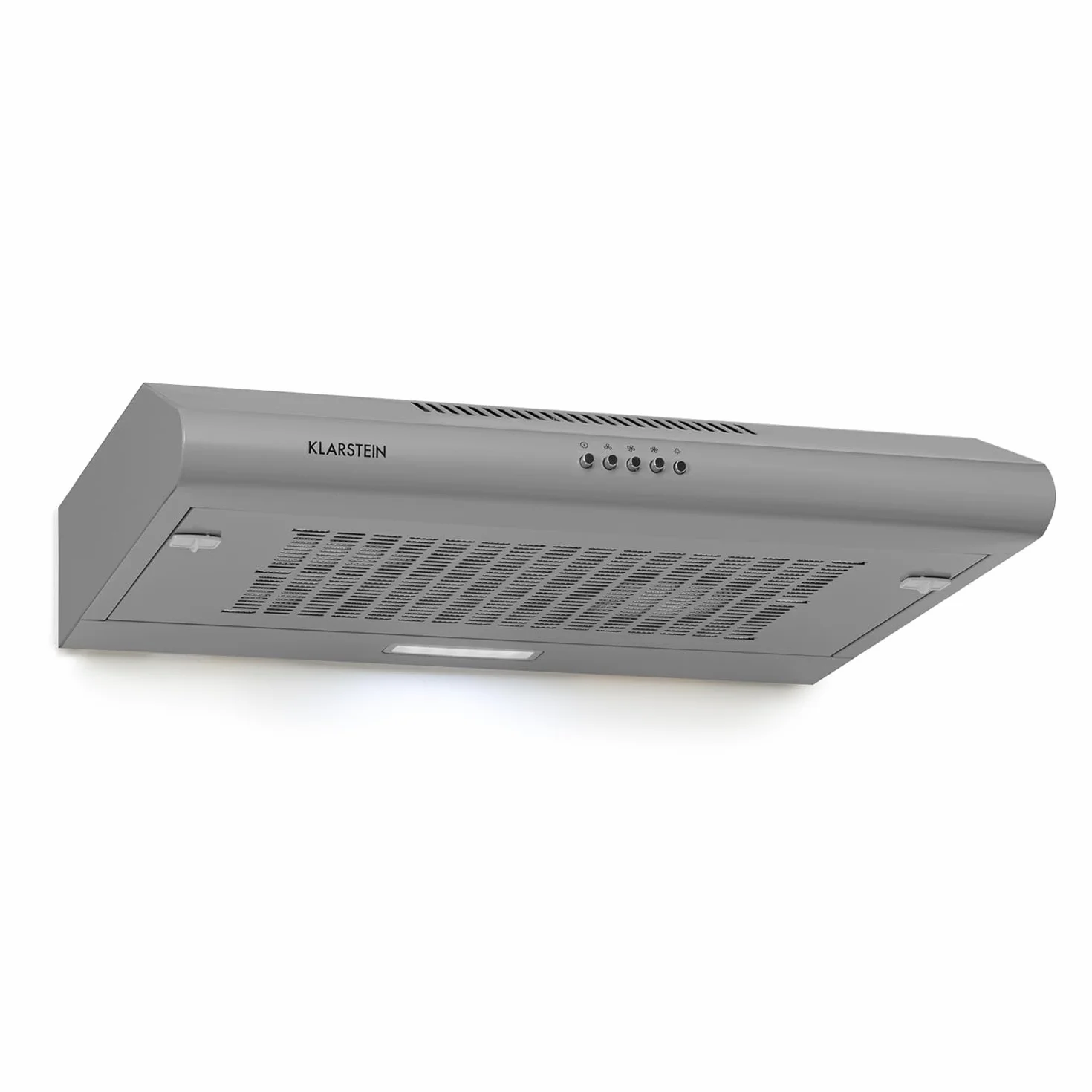 Klarstein Capannina - Campana extractora encastrable, Potencia extracción 166m³/h, 60cm, 3 potencias, EEC C, Panel de control, Filtro grasa de aluminio, Iluminación LED, Acero inoxidable, Plateado