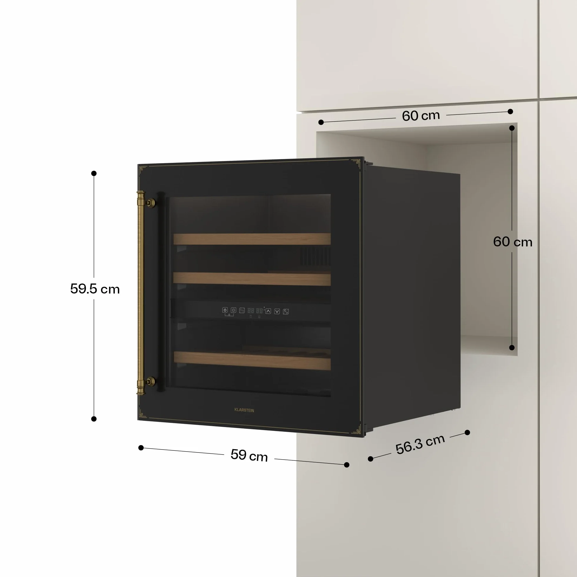 Klarstein Vinsider Victoria 36 Vinoteca - 36 Botellas, 2 Zonas, 5-22°C, Control Táctil, Iluminación LED, Protección UV, Integrado, Negro