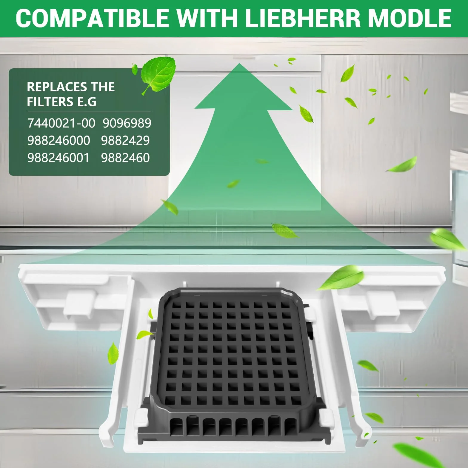 4 filtros Fresh Air para frigorífico Liebherr, filtro de carbón activo apto para 9096989, 988246000, 988246001, 9882429, 9882460, sustituye a 7440021-00