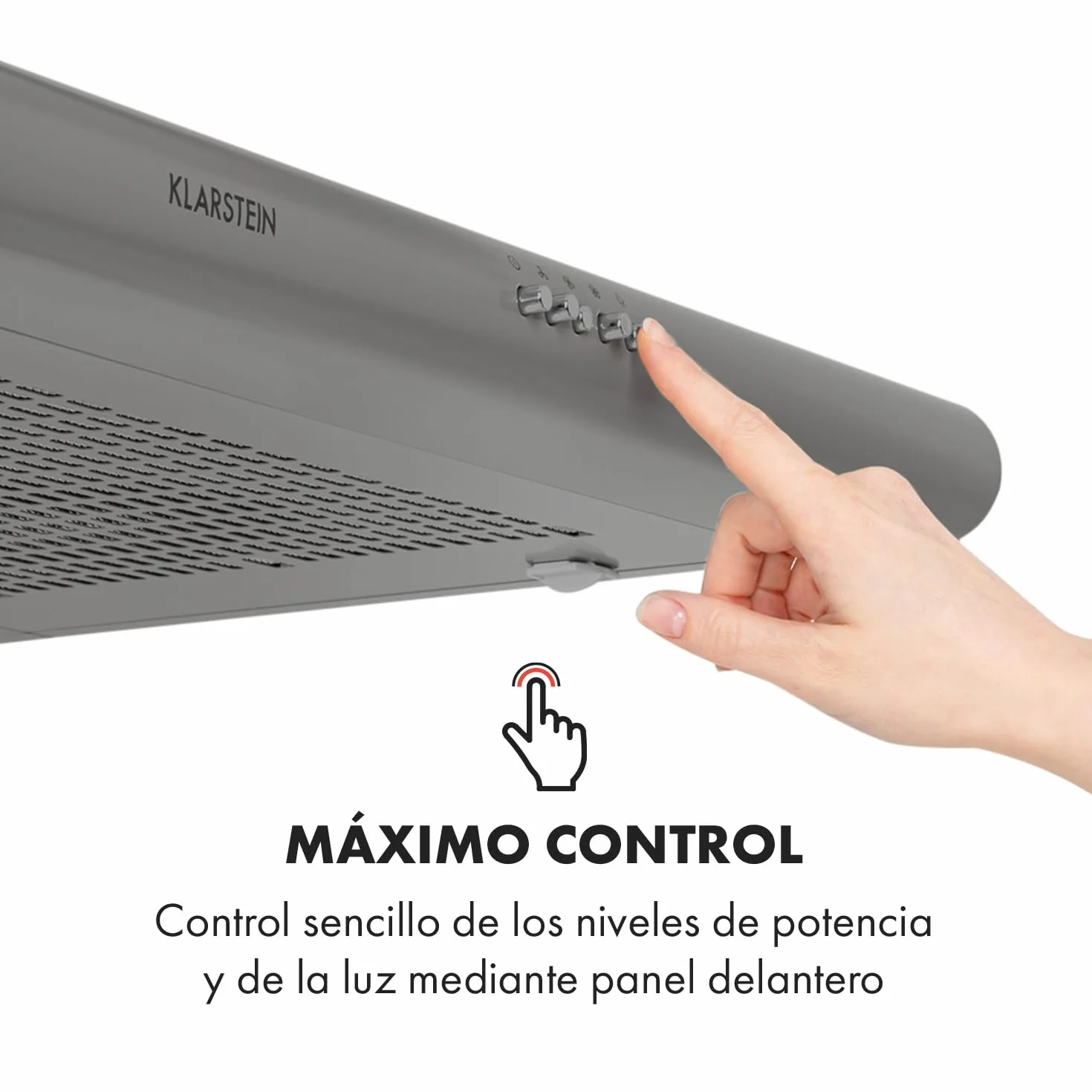 Klarstein Capannina - Campana extractora encastrable, Potencia extracción 166m³/h, 60cm, 3 potencias, EEC C, Panel de control, Filtro grasa de aluminio, Iluminación LED, Acero inoxidable, Plateado