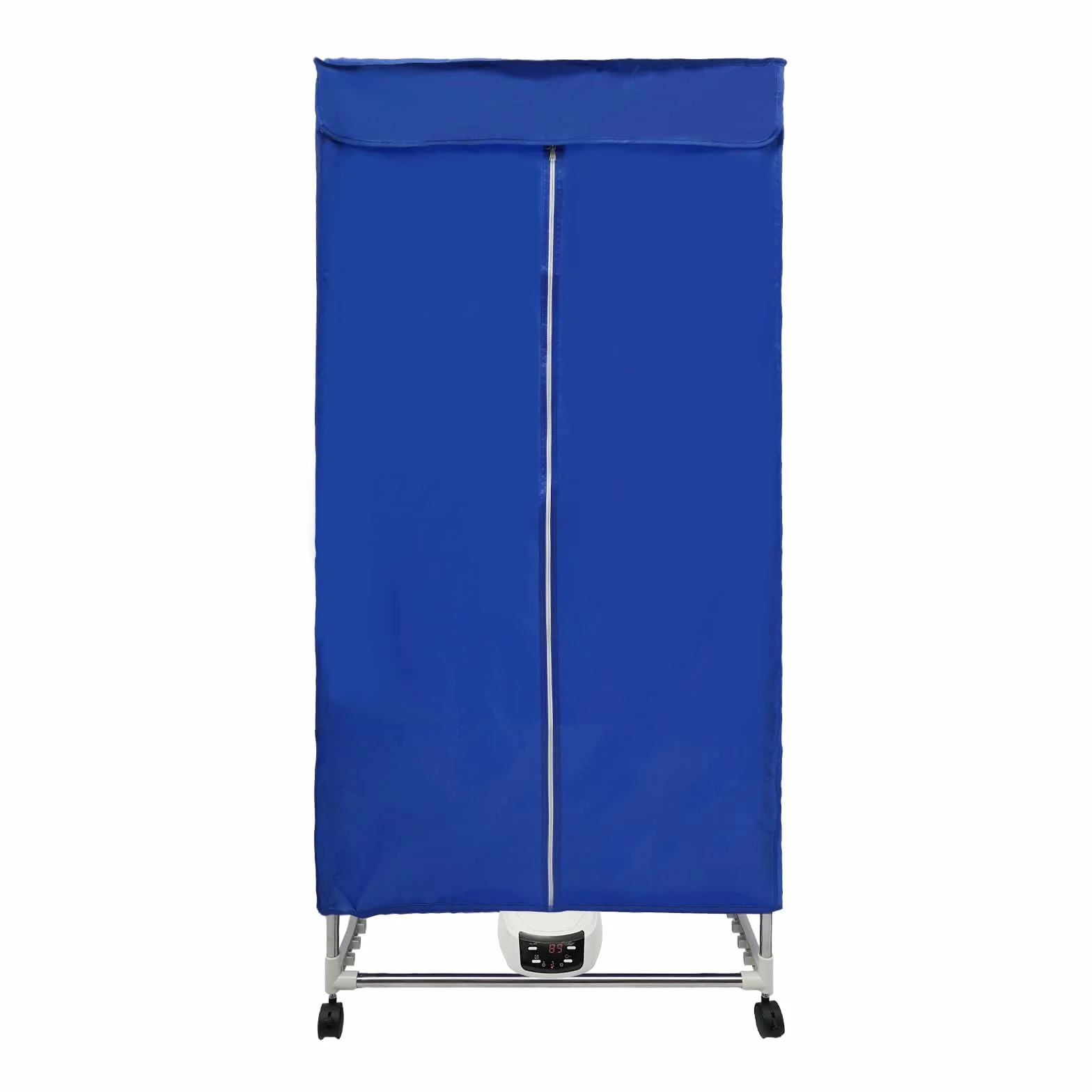 Secadora de ropa, secadora eléctrica con temporizador, 1500 W, secadora multifuncional con mando a distancia y cubierta exterior, plegable, secador de bomba de calor (azul)