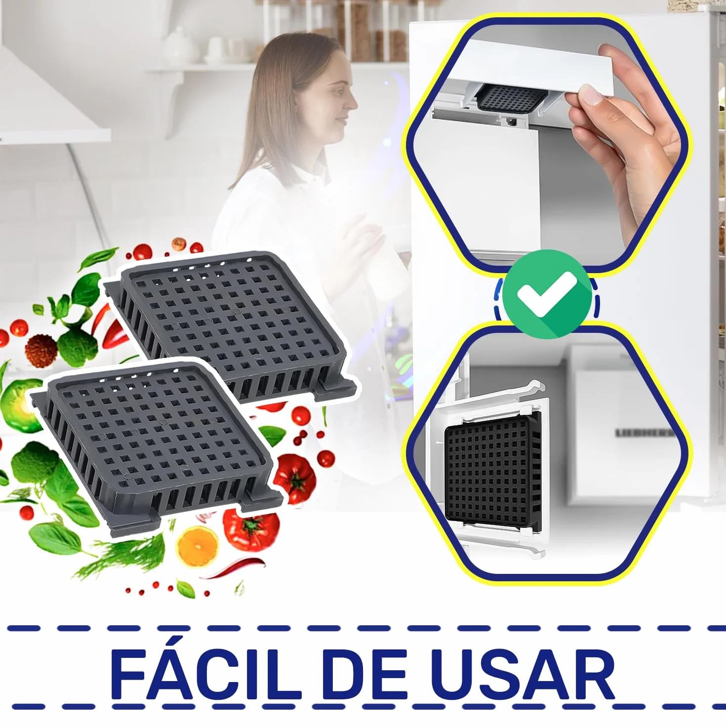 2 Piezas Filtro Carbon Activo Frigorifico Combi con Código Original 7440021 7440021-00 9882460 988246000 9096989 9882429 para Liebherr FreshAir - MONTERAL