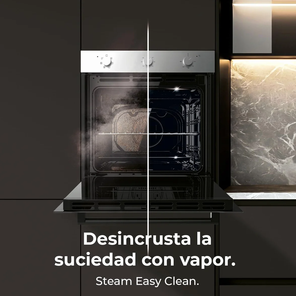 Cecotec Horno Integrable Multifunción 70L Bolero Hexa M236000 Inox Time. 2800W, 6 Funciones, Temporizador, Steam Base XXL, Steam Assist, Steam EasyClean, Cooling Fan, Modo Defrost, Eco, Convección