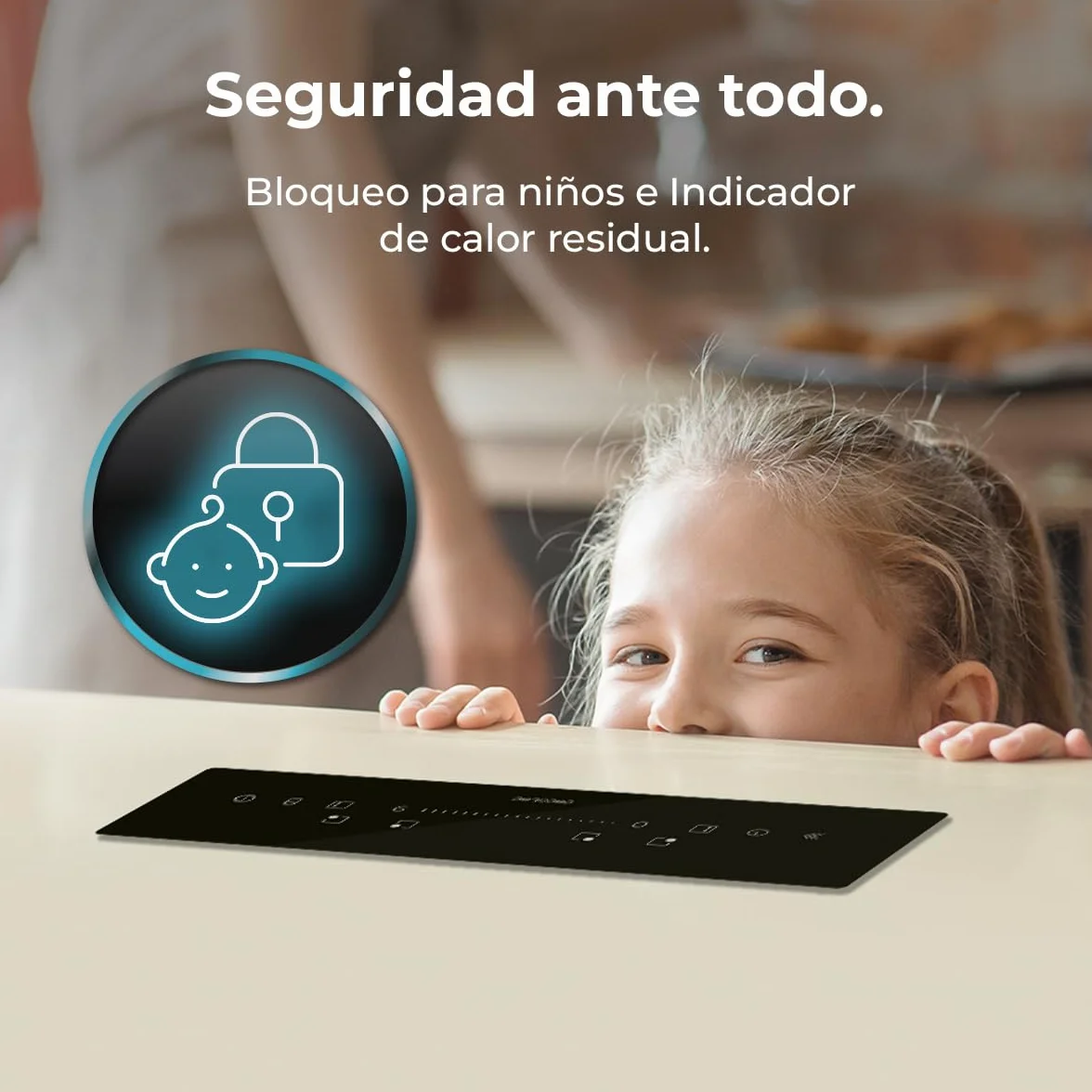 Cecotec Placa de Inducción Invisible - Oculta Bajo Encimera 60cm Bolero Squad I 4300 Invisible FullFlex. 7200W, Encimera 12-15mm y que Soporte 400º, 9 Velocidades, Temporizador, Bloqueo de Seguridad