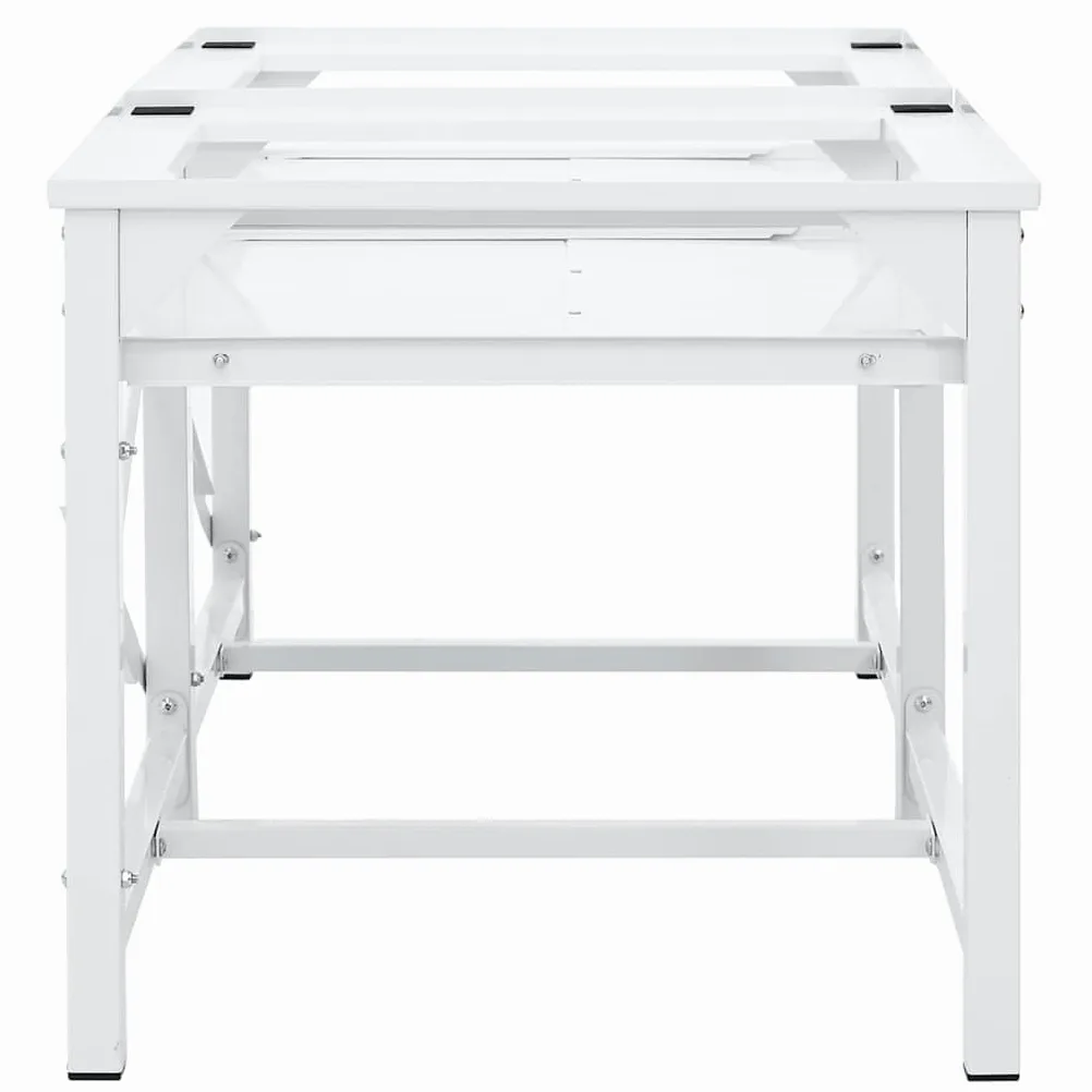 Soporte para lavadora de acero blanco 120 x 56 x 52 cm con 2 estantes y almohadillas antideslizantes de 200 kg para accesorios de lavadora