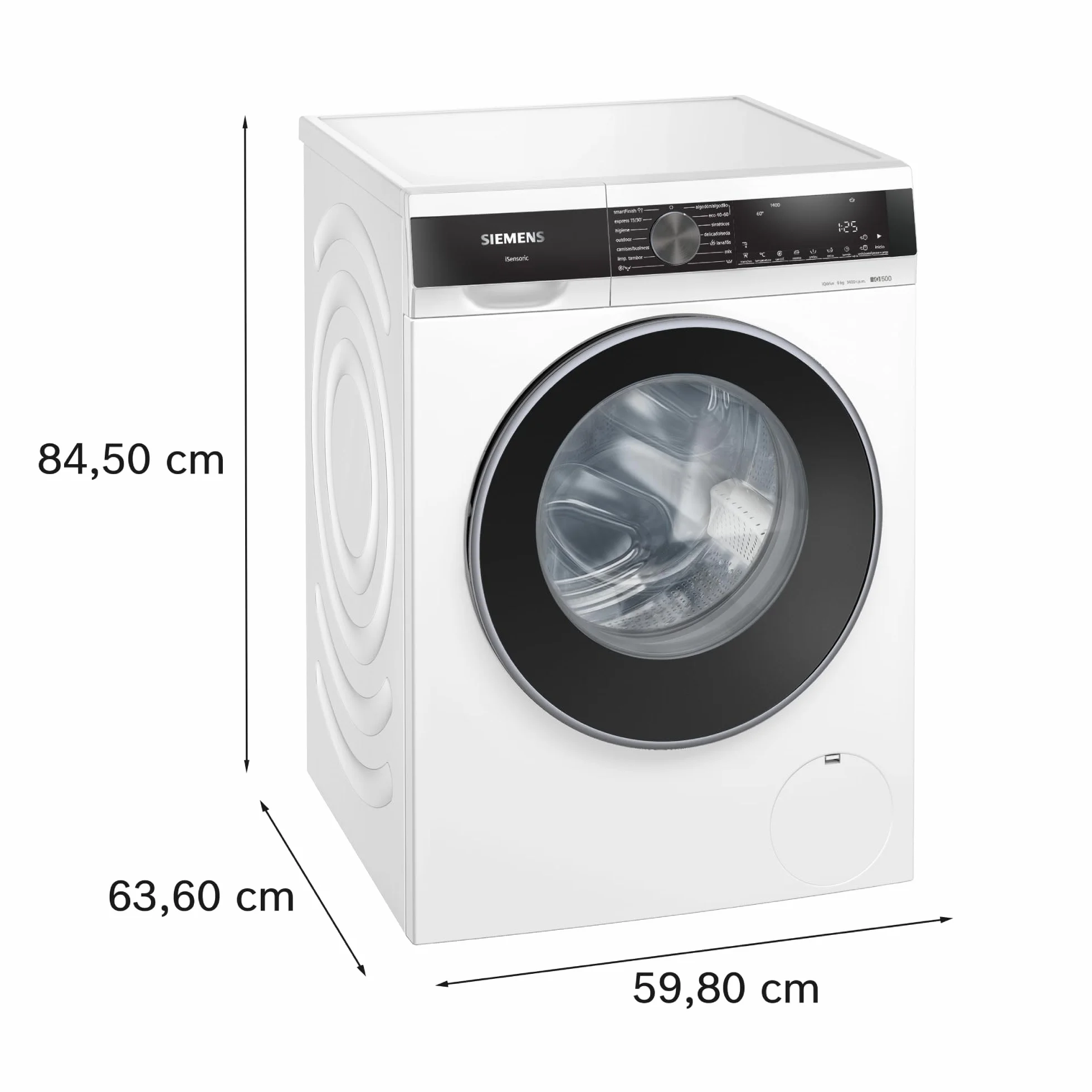 Siemens - Lavadora de carga frontal, 9 kg, 1400 r.p.m, antiManchas, Motor iQdrive, Blanco, WG44G2ZAES