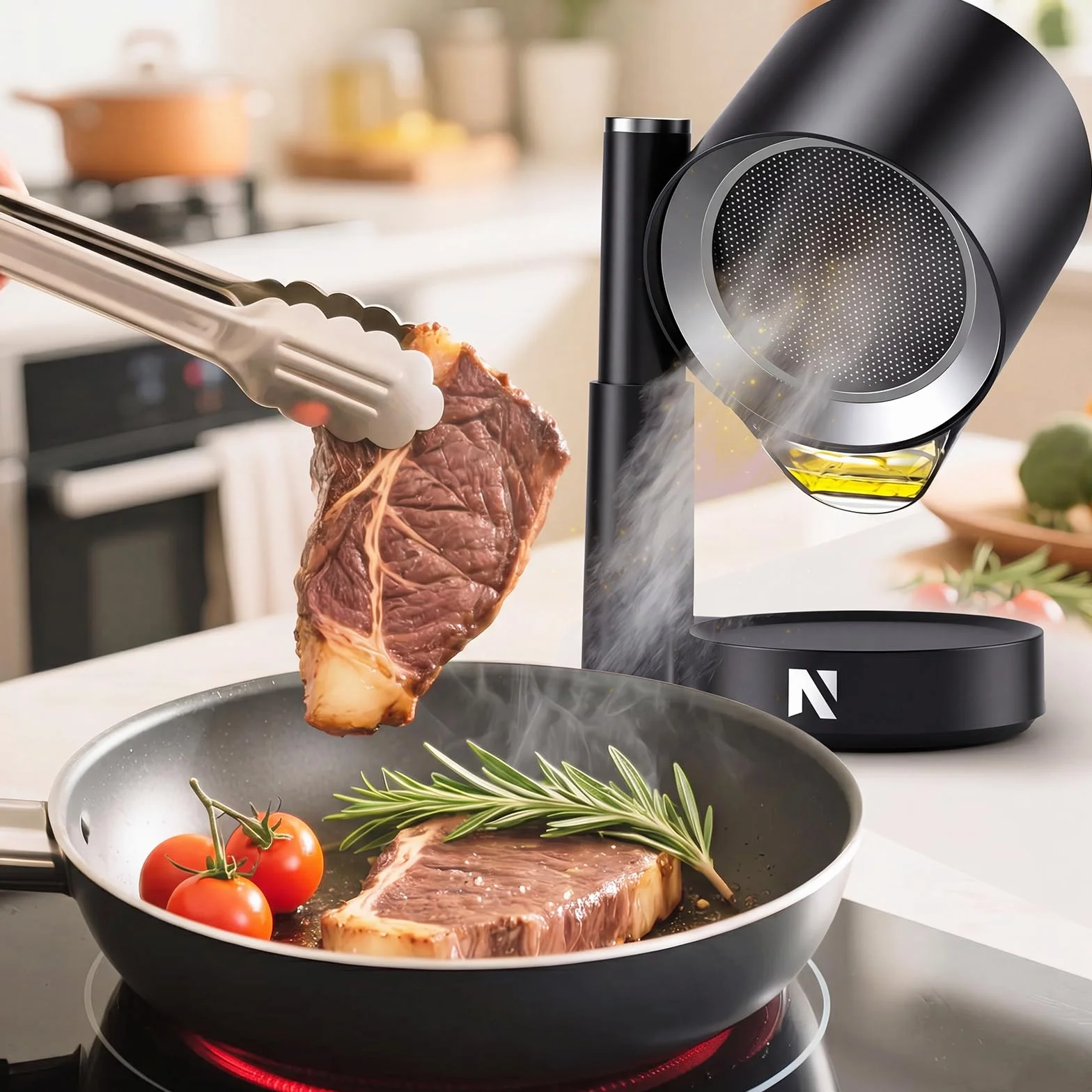 NEWTRY Campana extractora portátil - 3 potencias potentes Movible Campana mini compacta Portátil, con 2 filtros lavables, ideal para cocinas domésticas, caravanas, áreas exteriores, hot pot y barbacoa