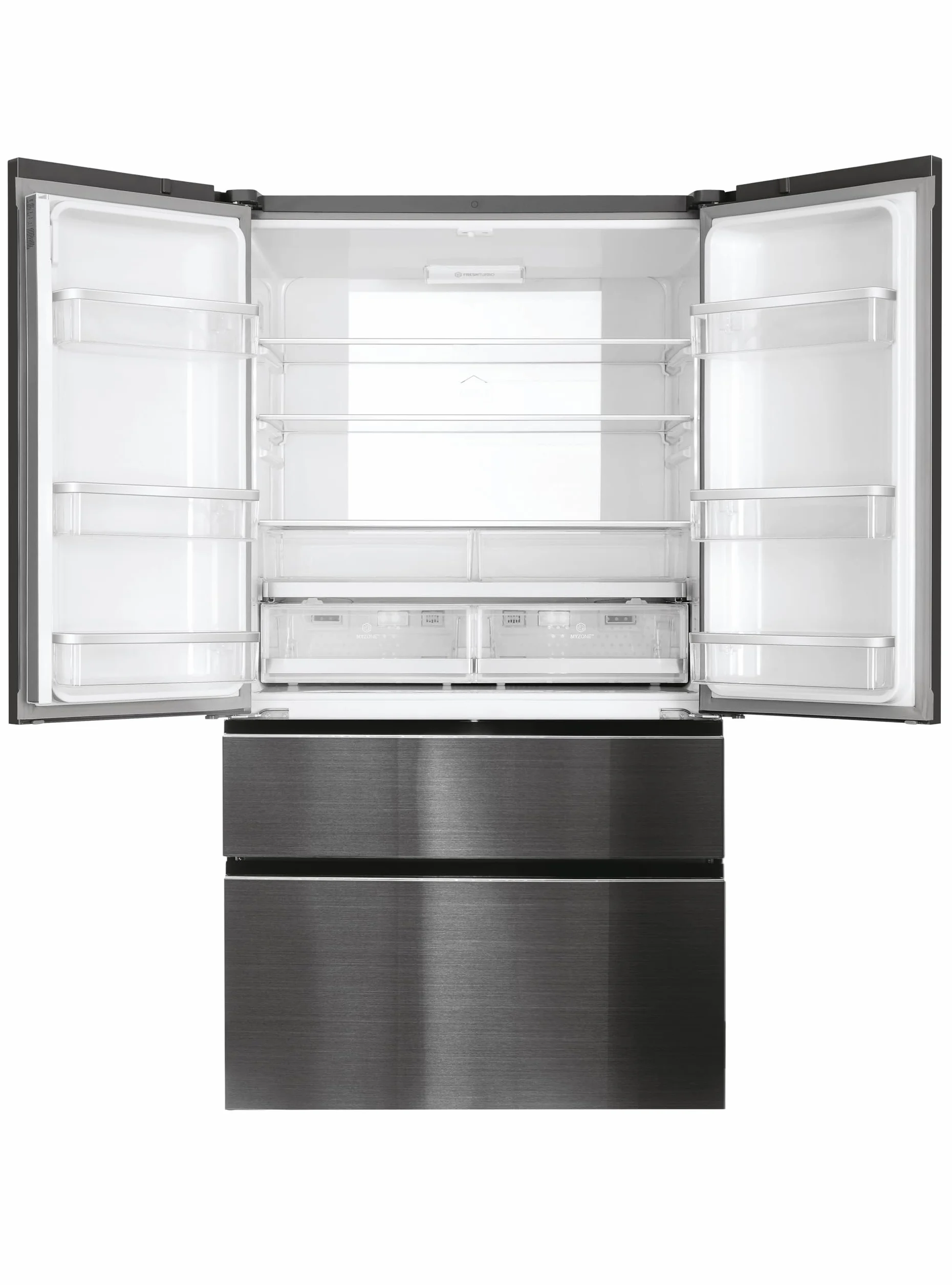 Haier FD 100 Series 7 HB26FSNAAA - Frigorífico, Puerta Francesa, Fabricación de Hielo Automática, Tecnología Antibacterias, Motor Inverter, Ancho 100cm, Capacidad XXL,Total No Frost, Titanium