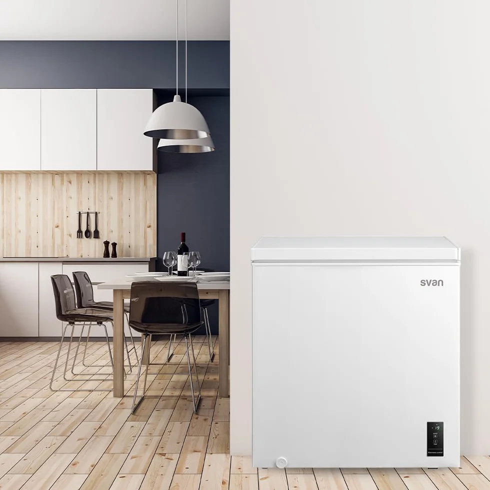 Svan Congelador Horizontal Blanco SCH2003EDC. Capacidad 198 Litros, Dual Cooling, 1 Cesta, Bajo Nivel Sonoro, Eficiencia Energética Clase E