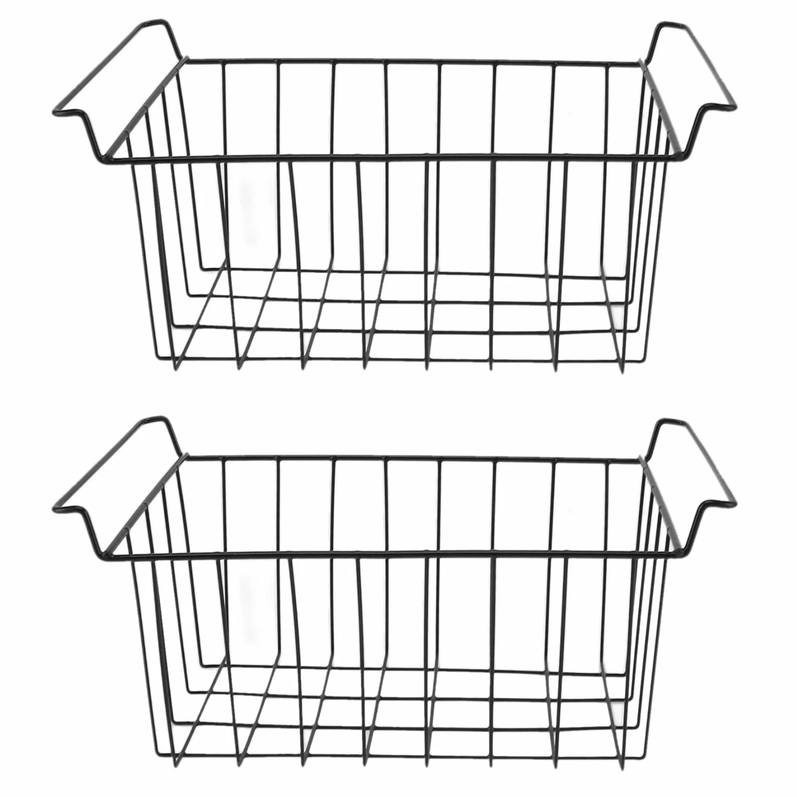 Focket Cestas de Almacenamiento de Alambre para Congelador, Paquete de 2 Contenedores Organizadores para Congelador Profundo con Asas, Cesta de Almacenamiento (Largo 39 cm x Ancho 20 cm