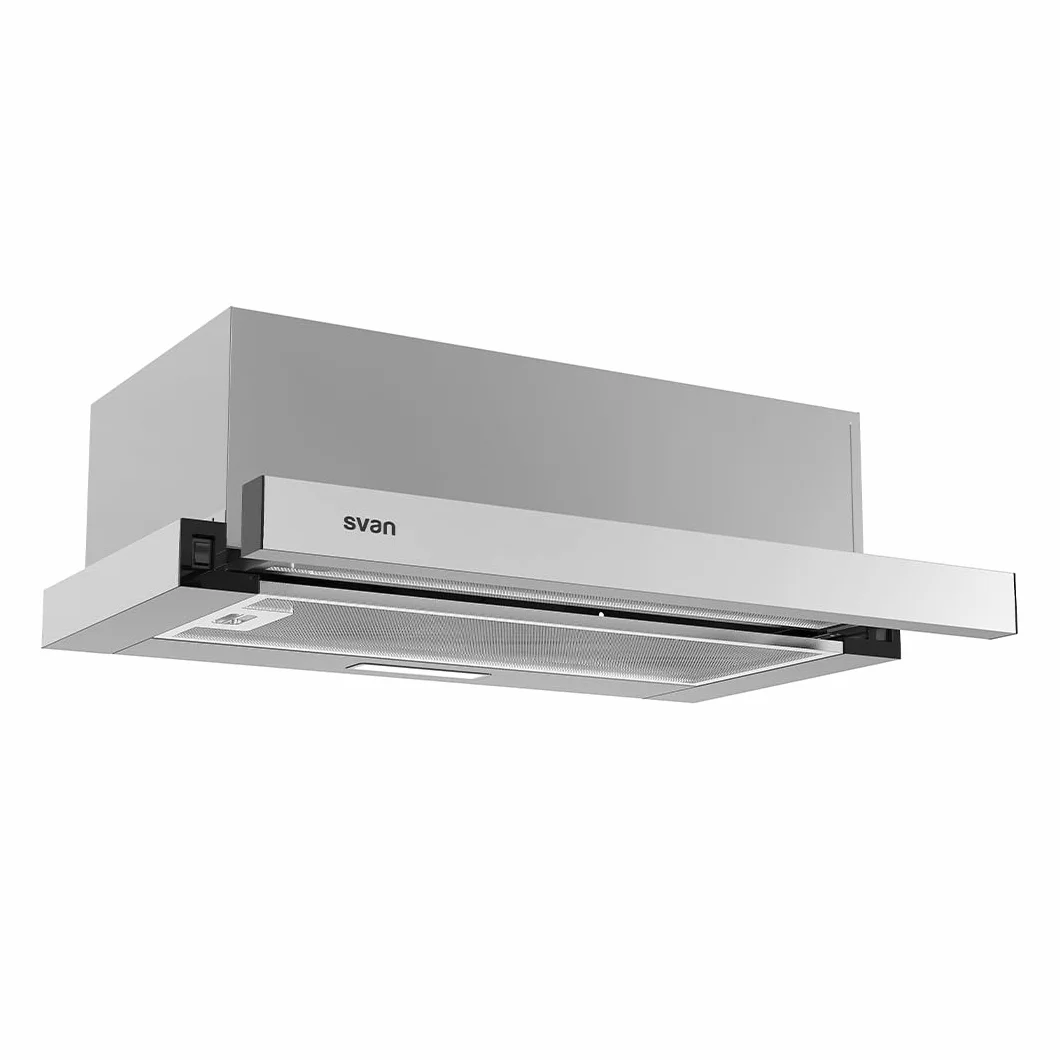 Svan Campana Extractora Telescópica 60cm Inox SCPE602AX. Potencia 66,5m3/h, 2 Velocidades, Control Manual, Filtro apto para Lavavajillas
