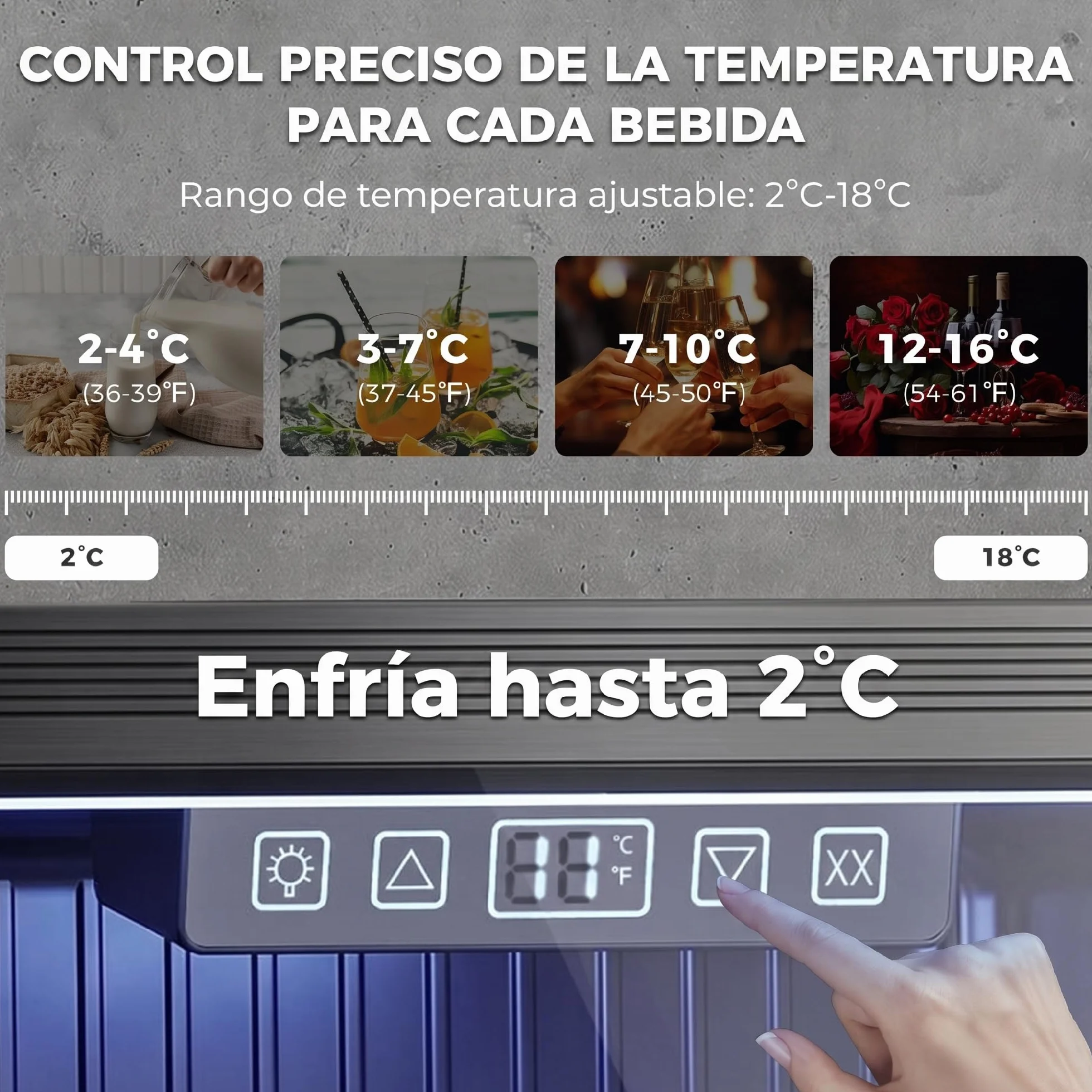 HOMCOM Frigorífico de Bebidas 50 L, Mini Nevera con Puerta de Vidrio Doble, Iluminación LED, Estante Ajustable, 2-18℃, para 48 Latas, Nevera Pequeña para Refrescos, Cerveza y Vino