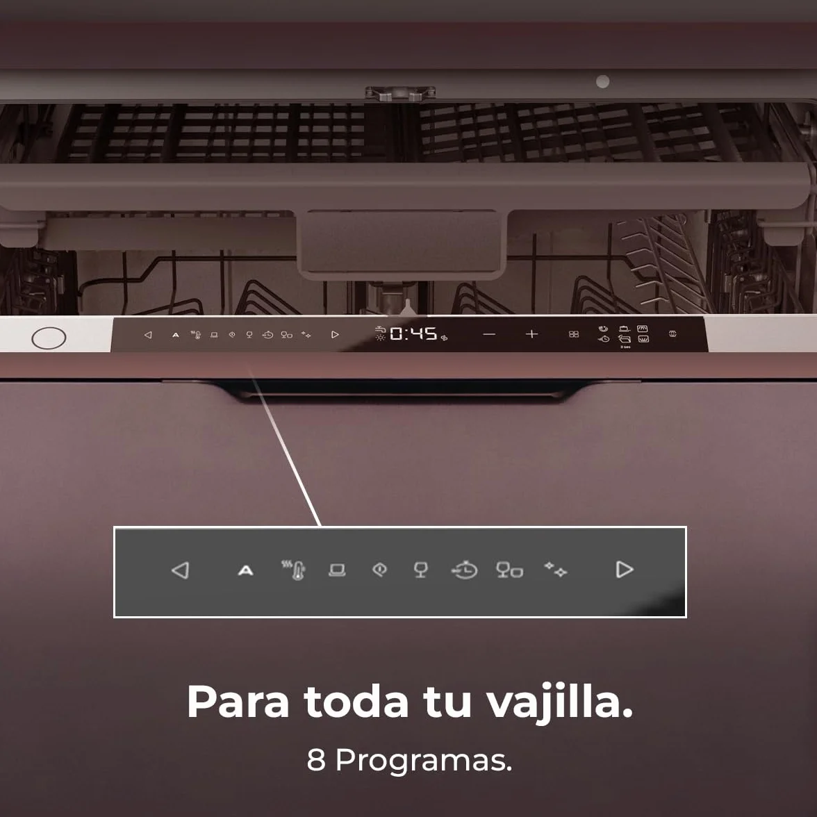 Cecotec Lavavajillas Integrable 60cm Bolero Aguazero 8001 Full BI B. 14 Cubiertos, 8 Programas, Motor Inverter Plus, 3º Bandeja, Control Táctil, O2 Dry, Filtro Antibacteriano