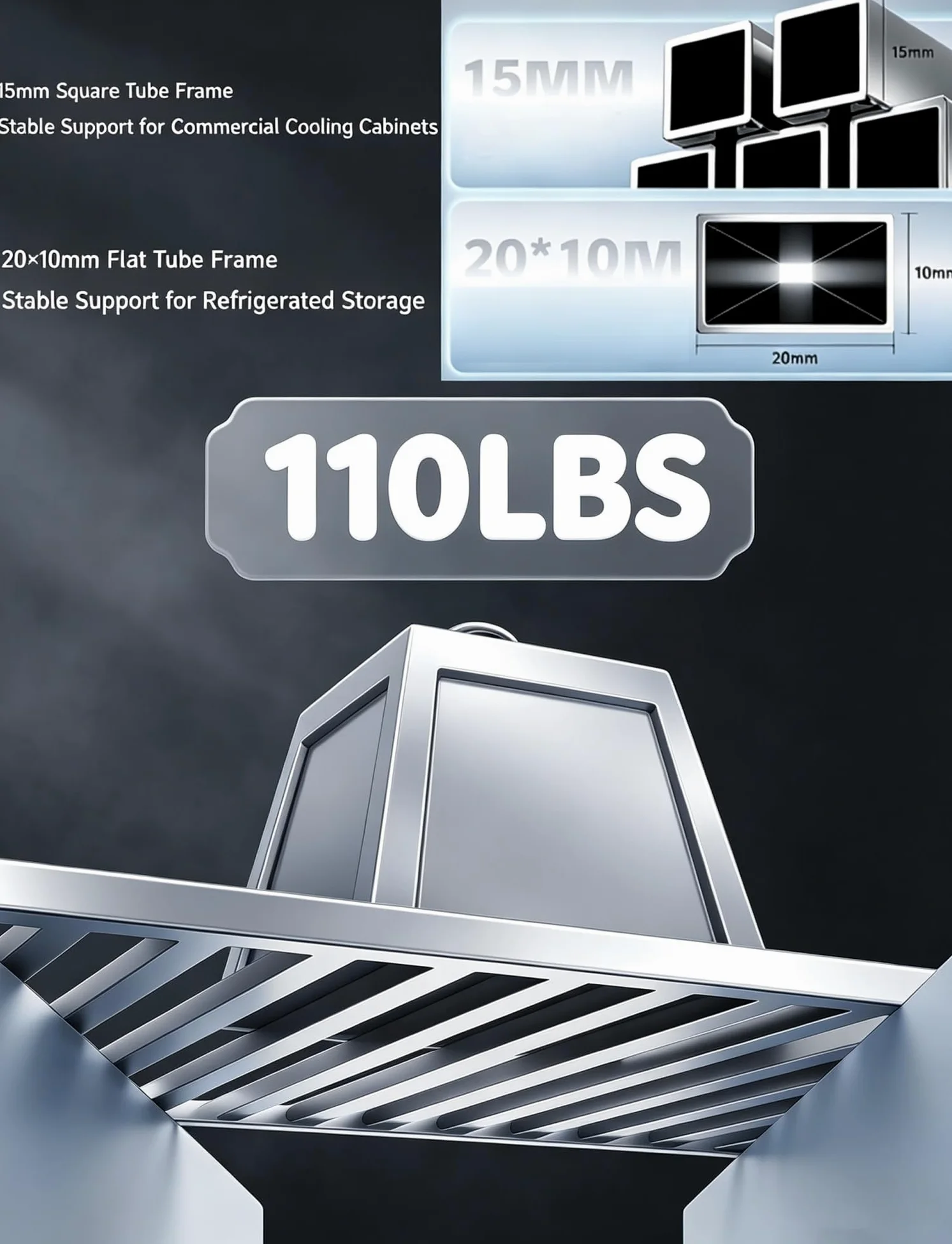 Estante Congelador Acero Inox 304 for Refrigerador Comercial | Estante de acero inoxidable for congeladores, vitrinas y cámaras refrigeradas comerciales.(20.9x20.9in/53x53cm)