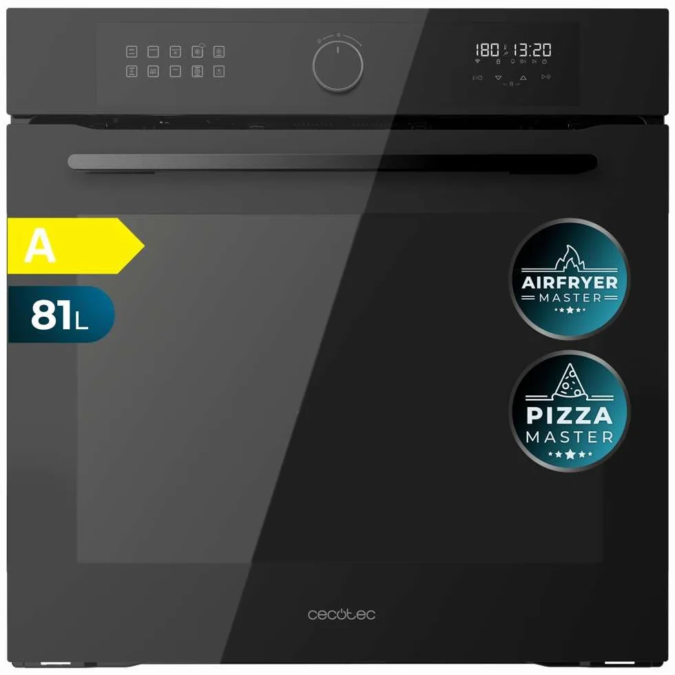 Cecotec Horno Integrable Multifunción 60cm Bolero Hexa AF316000 Glass Black A 3400W, 81L Capacidad, 11 Funciones con Airfryer Master, Pizza Master, Steam Asisst, Steam EasyClean, 3D Cooking, Defrost