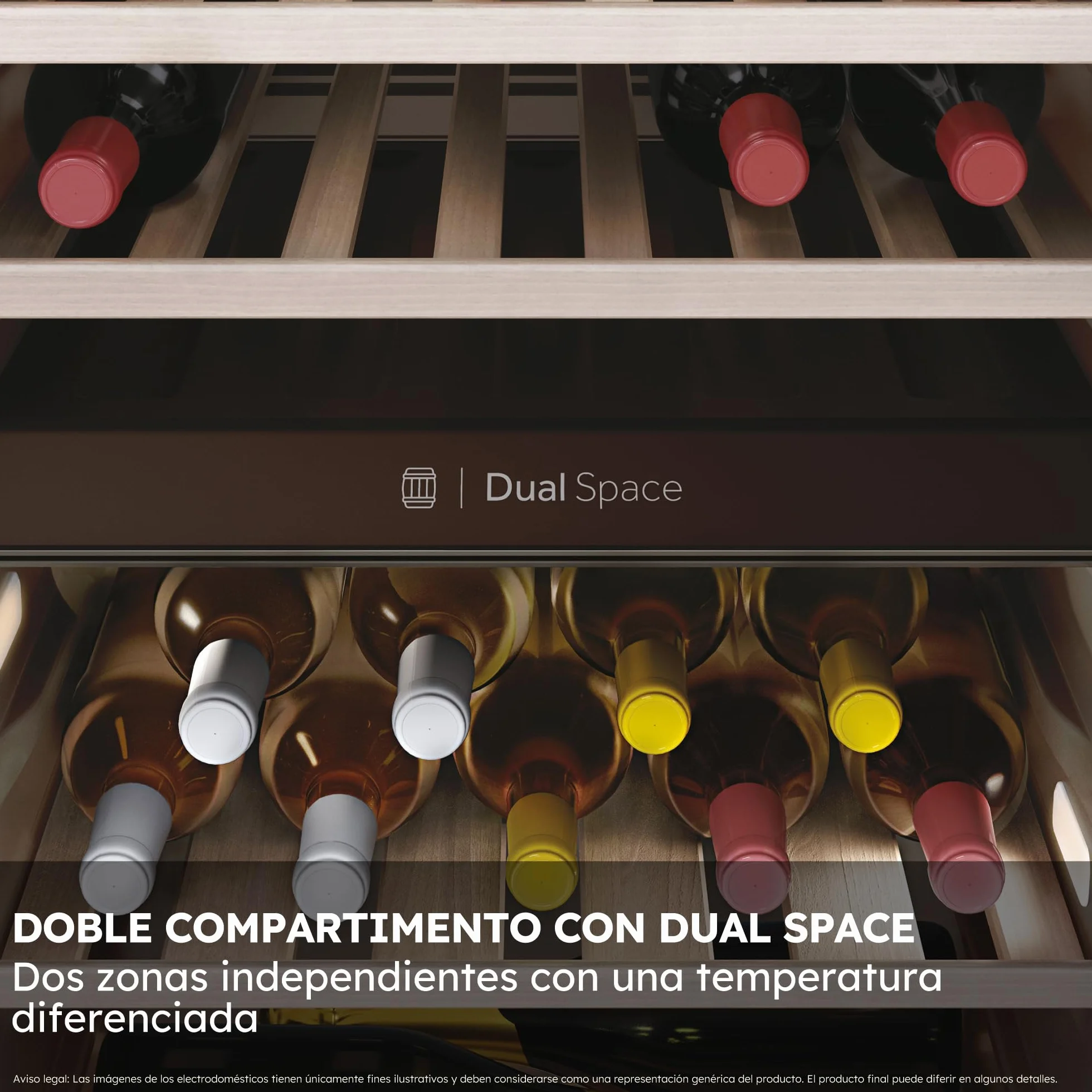 Haier Wine Bank 50 Series 7 HWS77GDAU1 Vinoteca de 77 botellas, WIFI, 2 Zonas, Estantes de madera, Filtro Anti-UV, Filtro de carbón, Refrigeración por Compresor, Display Digital, LED, 37 dbA, Negra