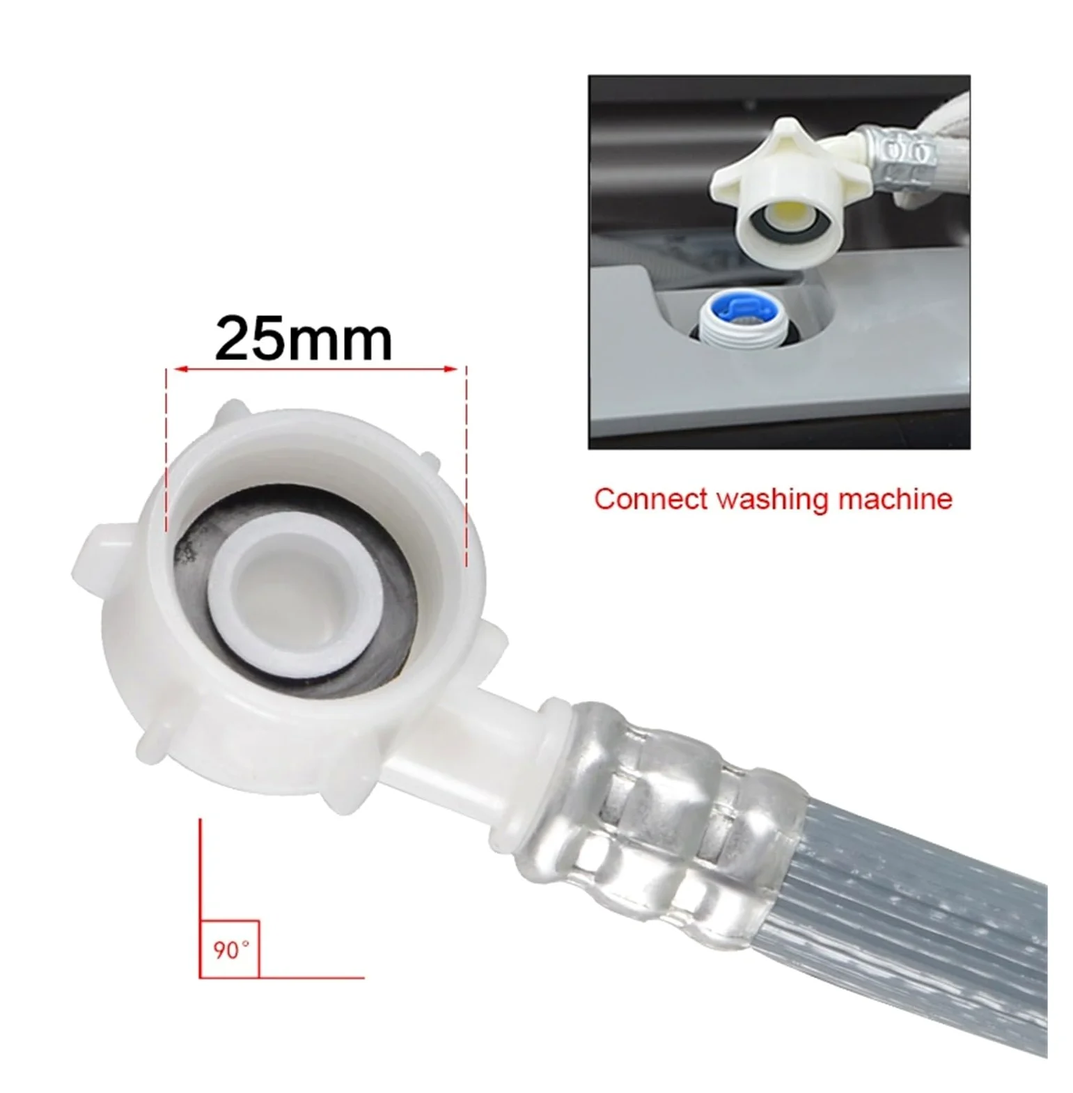 Manguera De Lavadora De PVC De 0,6 M-8 M Con Codo De 90 Grados, Con Conector De 3/4 De Pulgada, Manguera De Suministro For Entrada De Agua De Lavavajillas(8M)
