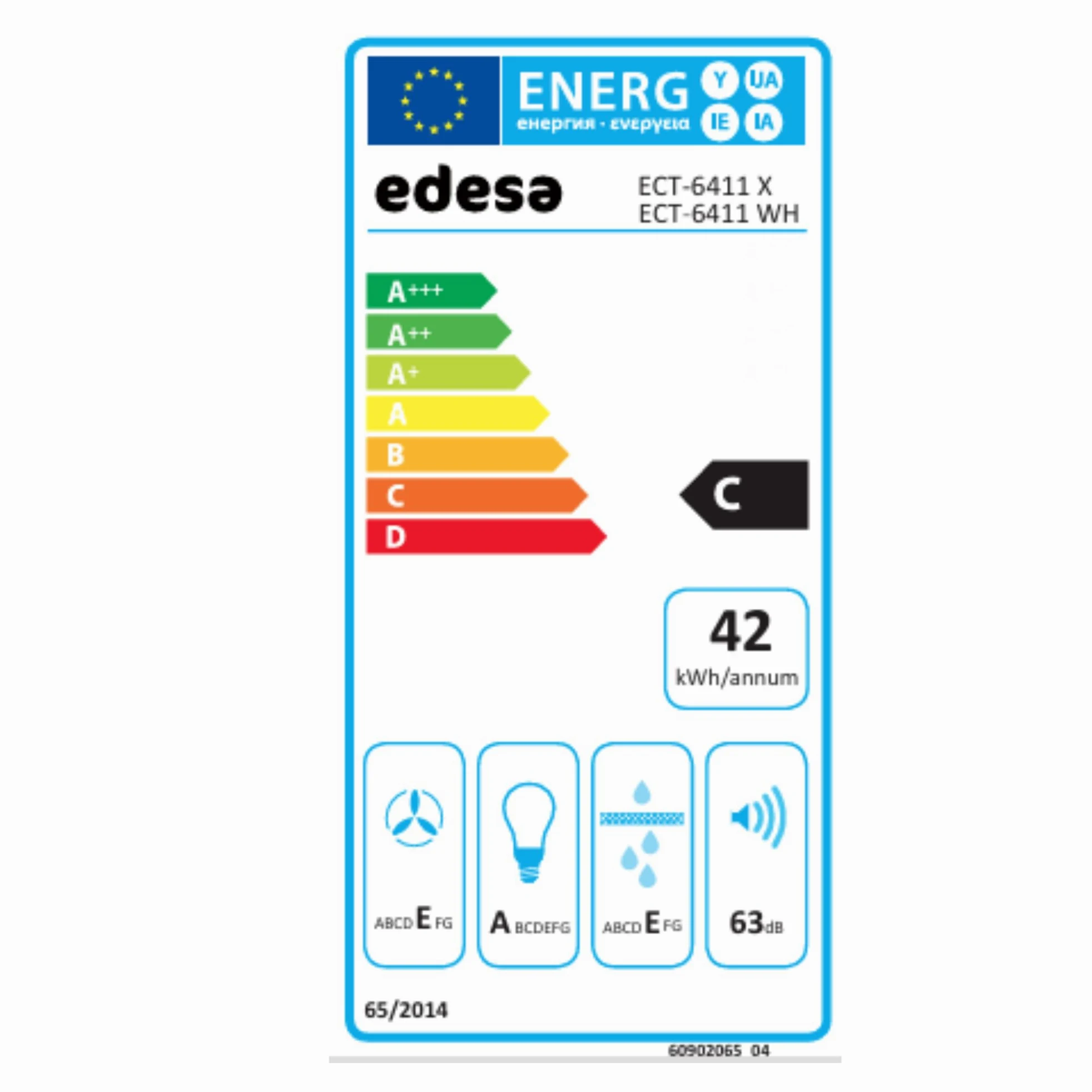 Edesa ECT-6411 X Campana Extractora Telescópica de 60 cm, 390 m³/h, 2 Velocidades, Mandos Mecánicos, Iluminación LED, Filtros Lavables, Clase C, Acero Inoxidable