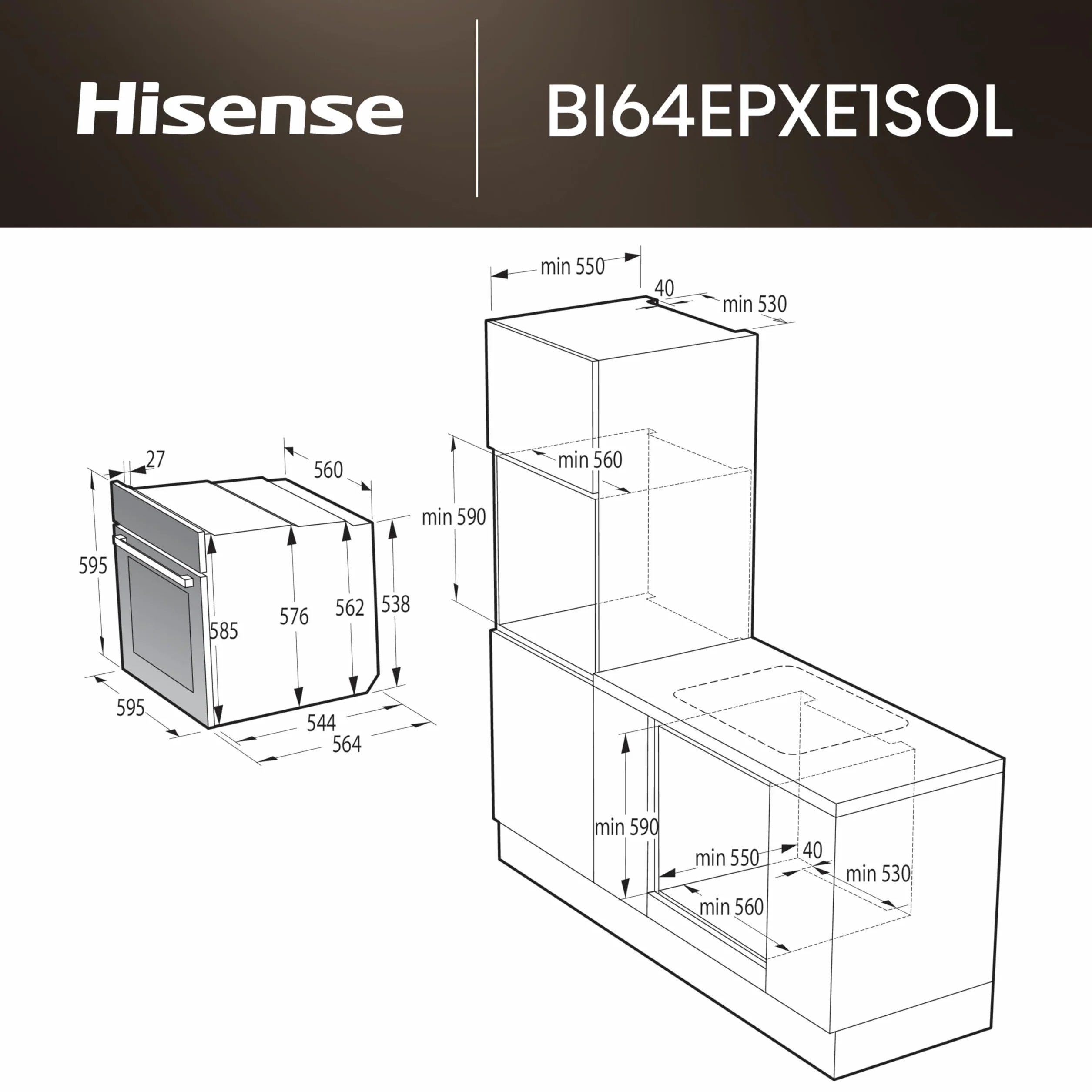 Hisense Horno Multifunción Empotrable 77L Pirolítico Guía Telescópica Air Fry