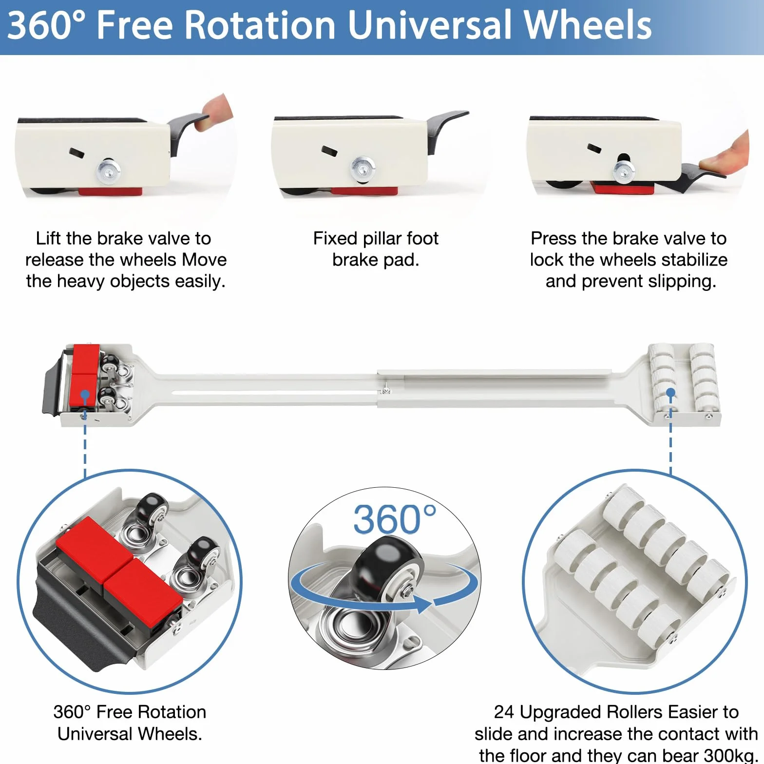 CYFIE Base para Lavadora con Freno, Sistema Deslizante Extensible 360° para Lavadora, Secadora, Frigorífico, Carga 300 kg, Blanco
