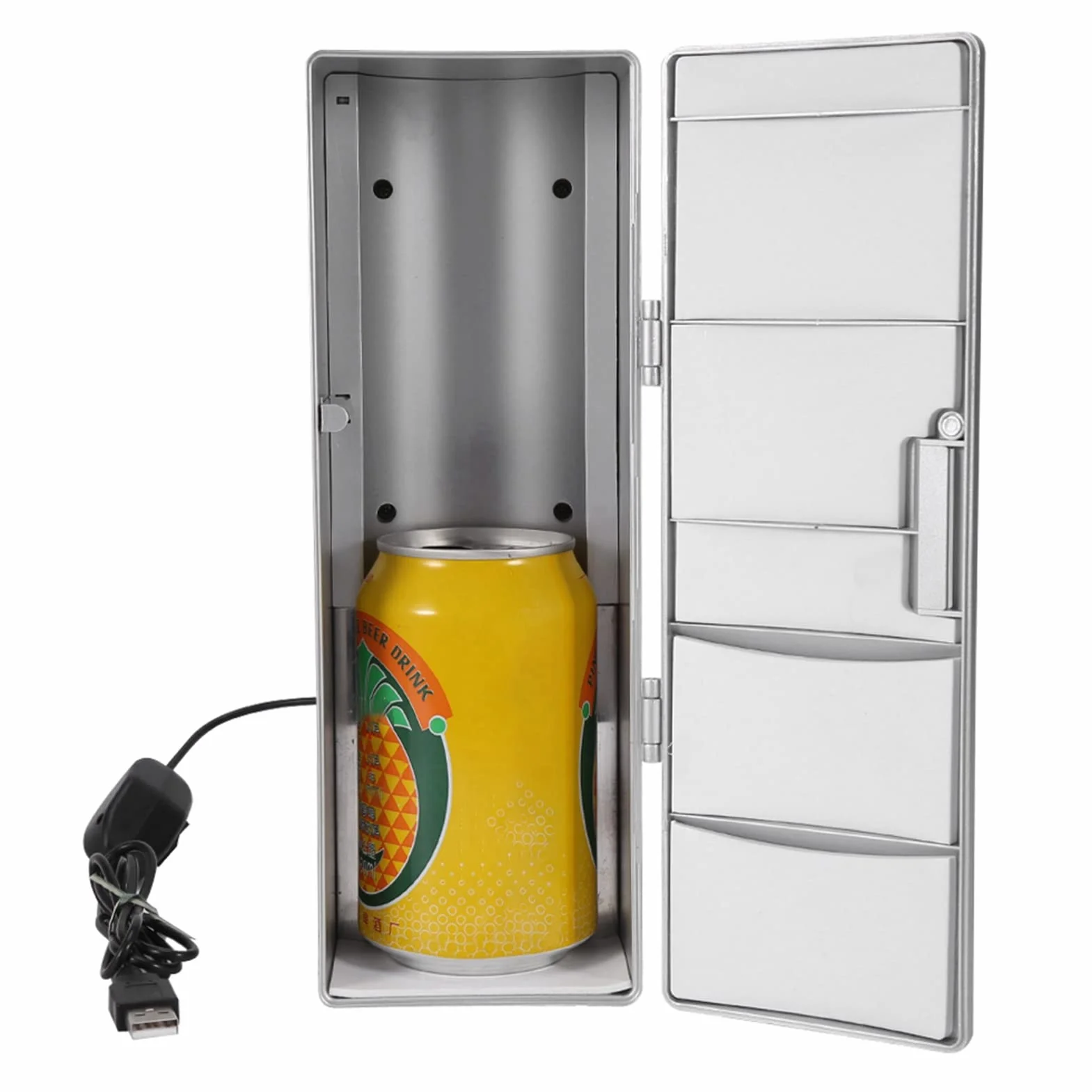 Refrigerador de bebidas - 8.5 x 12 x 25cm Mini USB Refrigerador de refrigerador para latas Bebida Refrigerador de cerveza Calentador Viaje Coche Oficina Uso para 2 latas