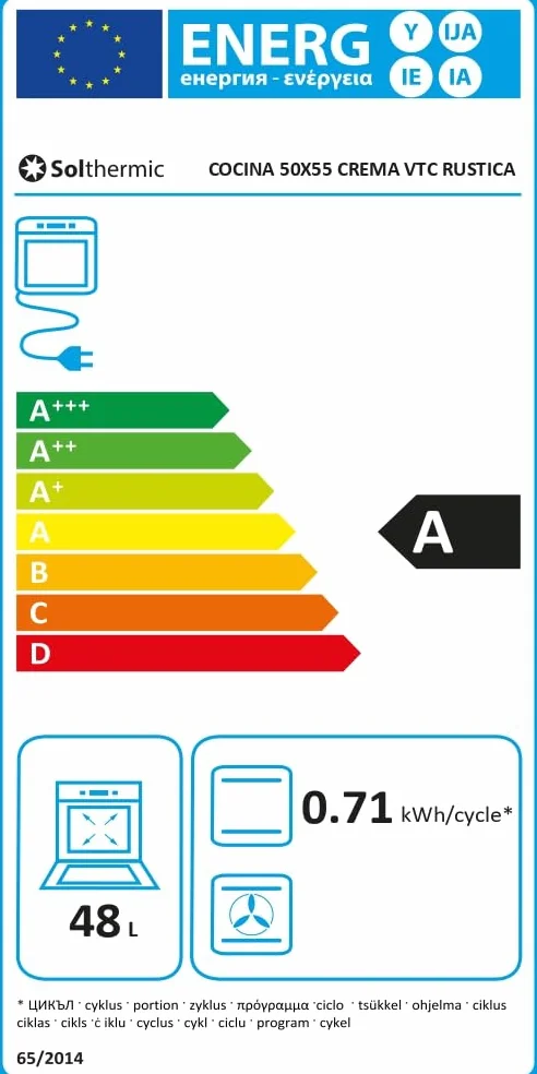 COCINA VITROCERÁMICA CON HORNO ELÉCTRICO SOLTHERMIC 50 CM 3 FUEGOS CREMA RÚSTICA