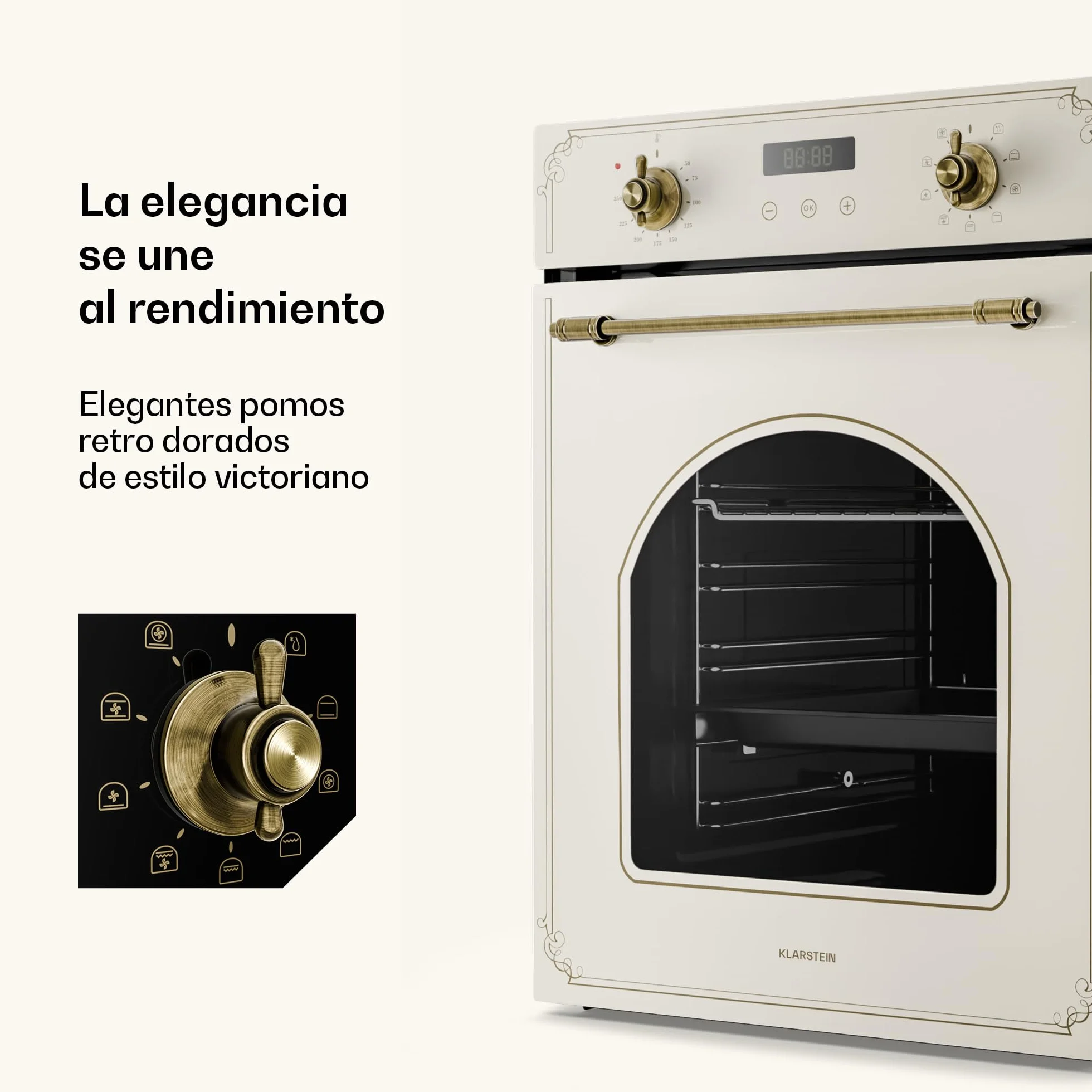 Klarstein Elizabeth Slim Horno Eléctrico Empotrable 49 L 9 Funciones Limpieza A Vapor Grill Ventilado Negro 45 cm