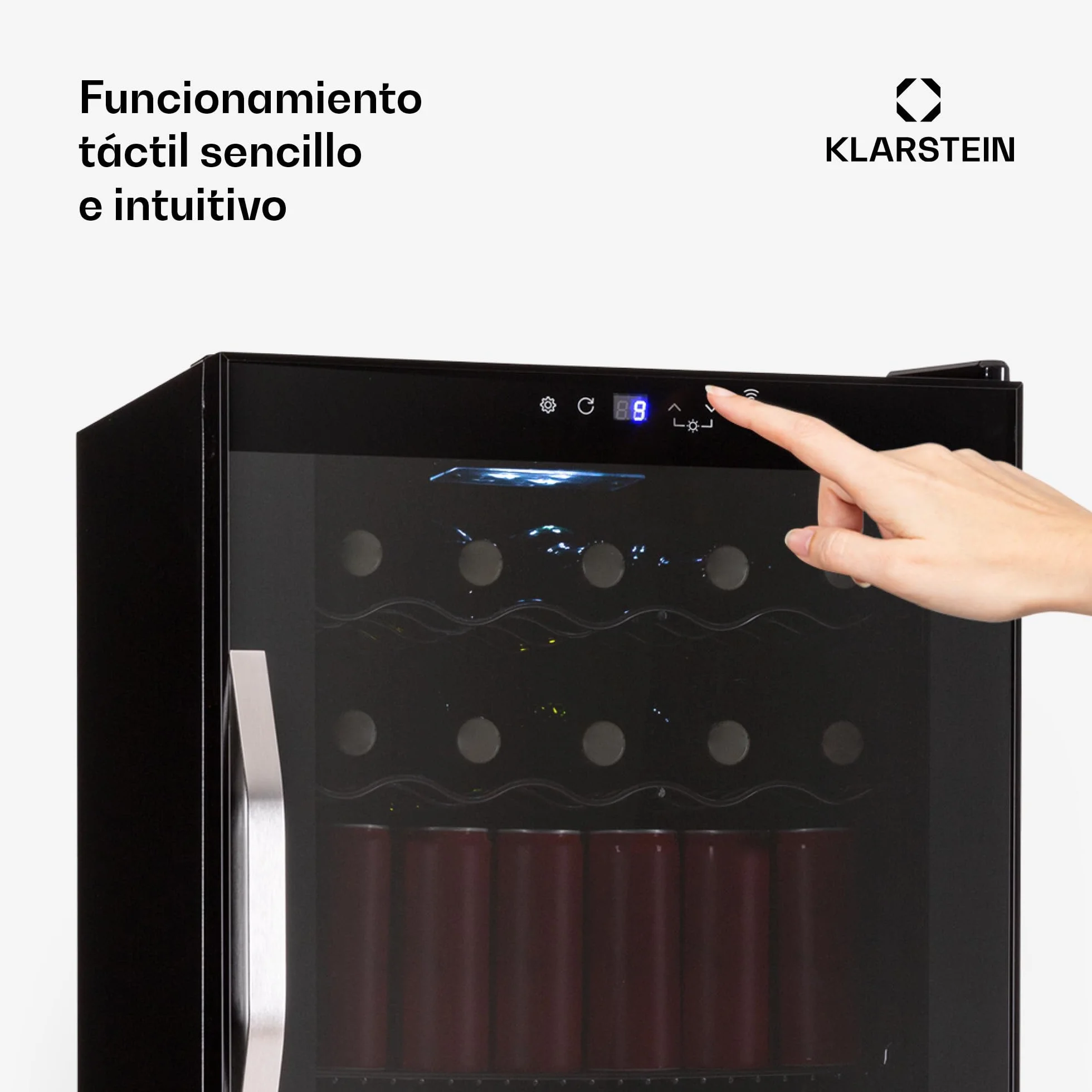 KLARSTEIN Coachella 60 Nevera para Bebidas - 60L Frigorífico para Bebidas con Wifi, Puerta de Cristal, Iluminación Led, 3-18°C, 3 Estantes Metálicos, 7 Colores, Negra