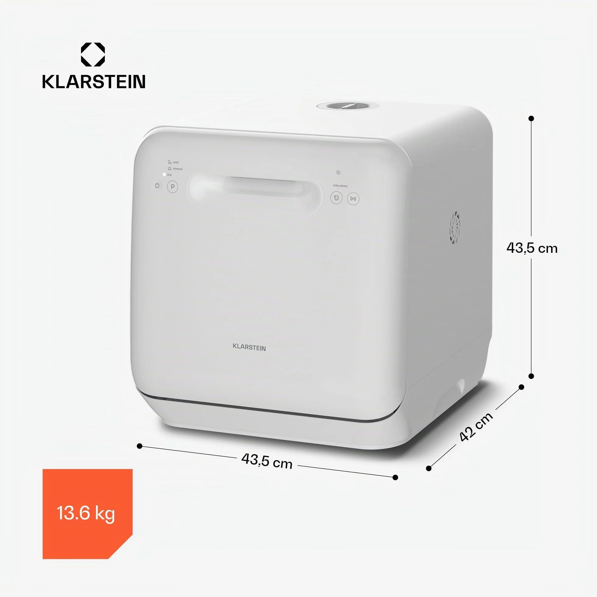 Klarstein Aquatica Mini Lavavajillas Compacto 2 Cubiertos 5L 3 Programas Portátil Sobremesa 58dB