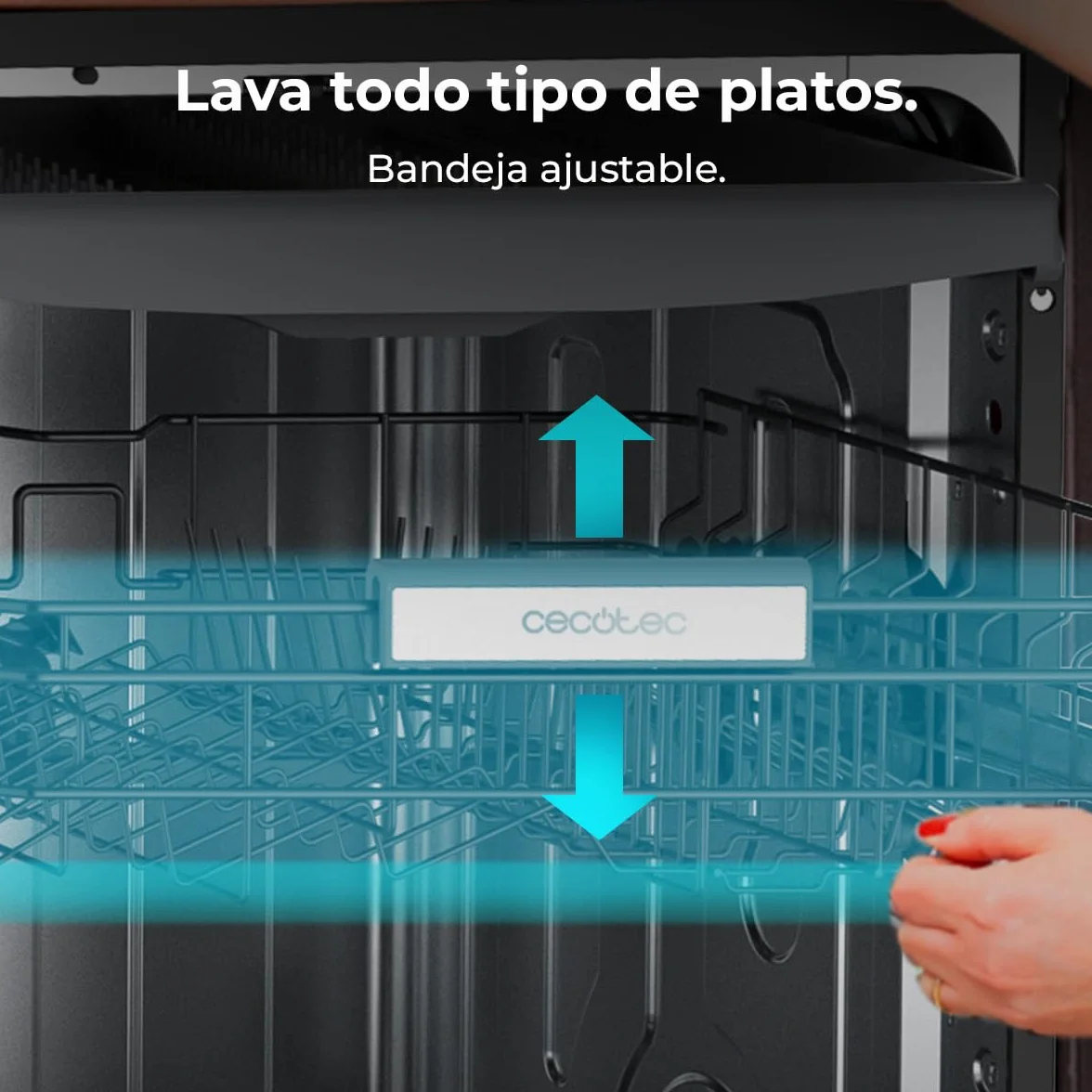 Cecotec Lavavajillas Compacto 60 cm Bolero Aguazero 6320 Inox D, 1900W, 15 Cubiertos, 8 Programas
