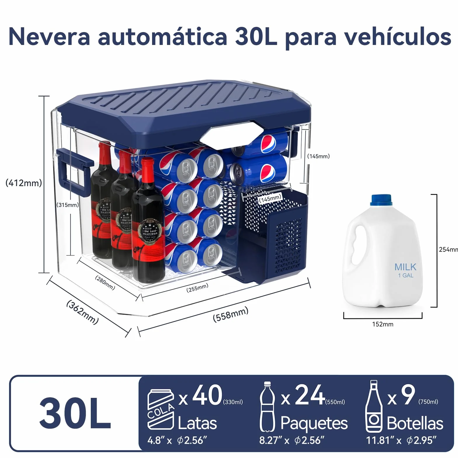 BINGI Nevera Portátil Eléctrica 30L,Nevera y Congelador Compresor Portátil,Refrigerador de Coche 12V/24V,mini frigorífico CA 220v Para Hogar,Conducción,Camping,Viajes,Barco,-18ºC a 15ºC